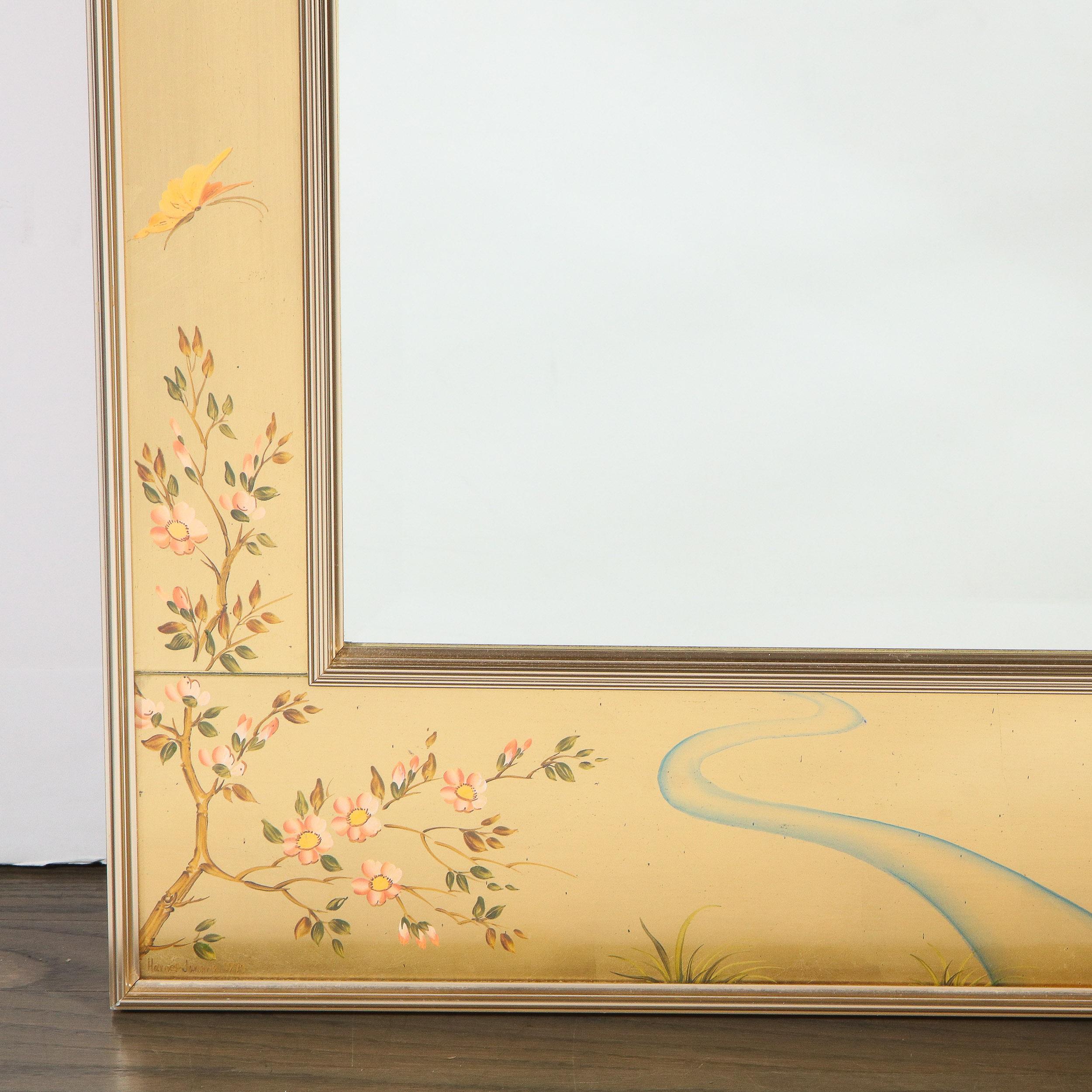 Mid-Century Modern Large Scale La Barge Hand Painted Églomisé Chinoiserie Mirror 3