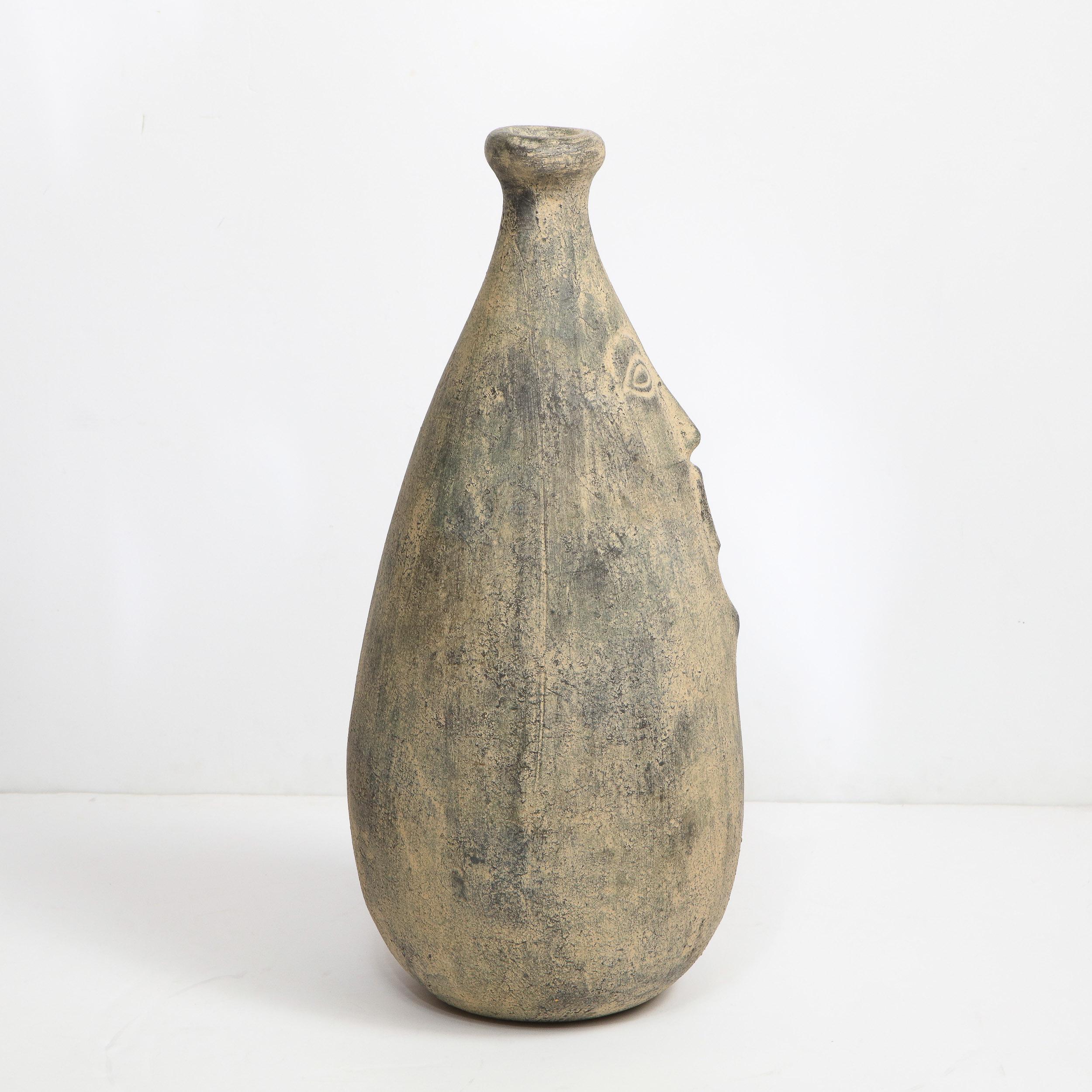 American Mid-Century Modern Large Scale Organic Stylized Figurative Ceramic Vase
