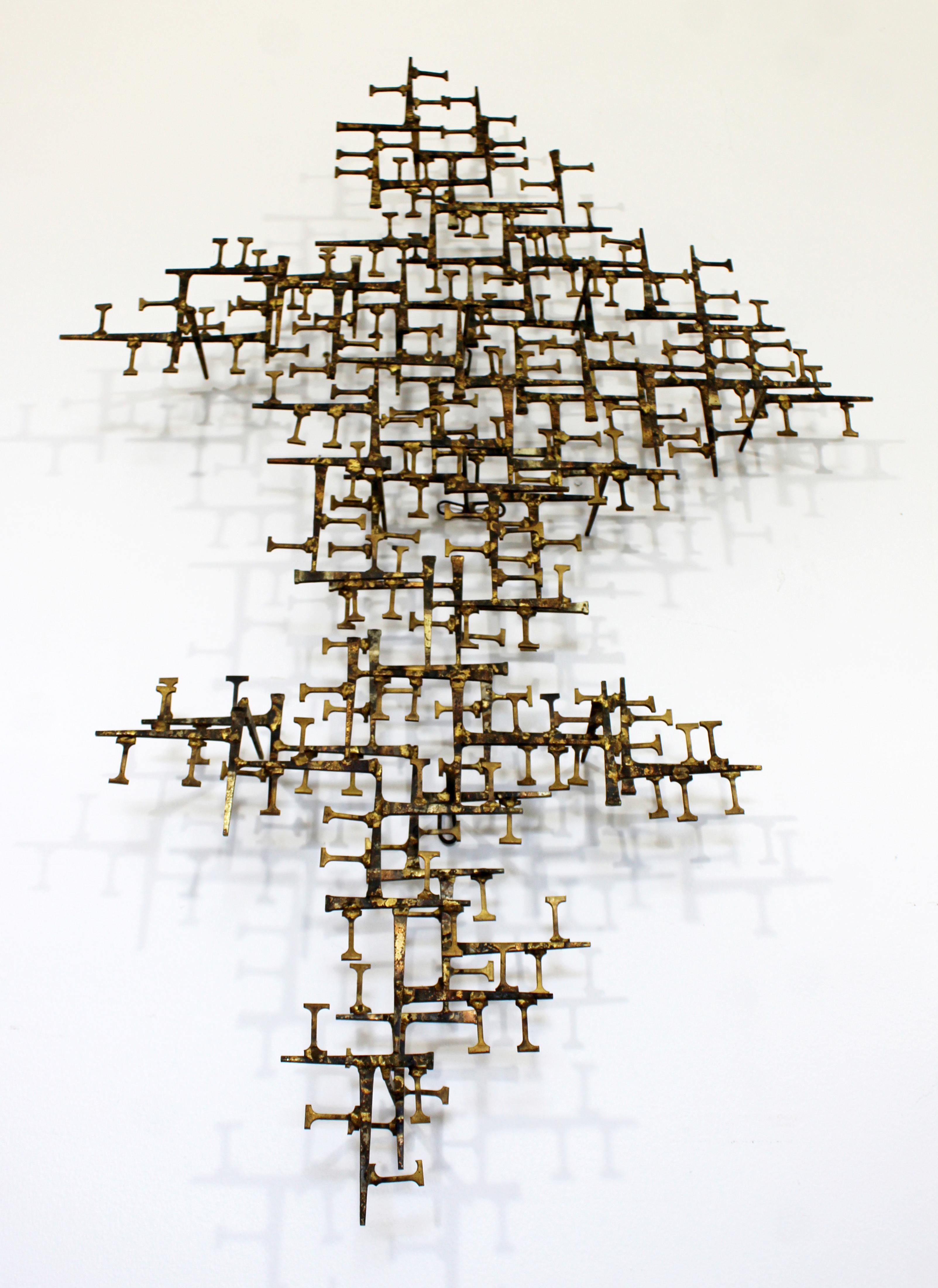 20th Century Mid-Century Modern Large Schmidt Brutalist Nail Wall Art Sculpture Abstract