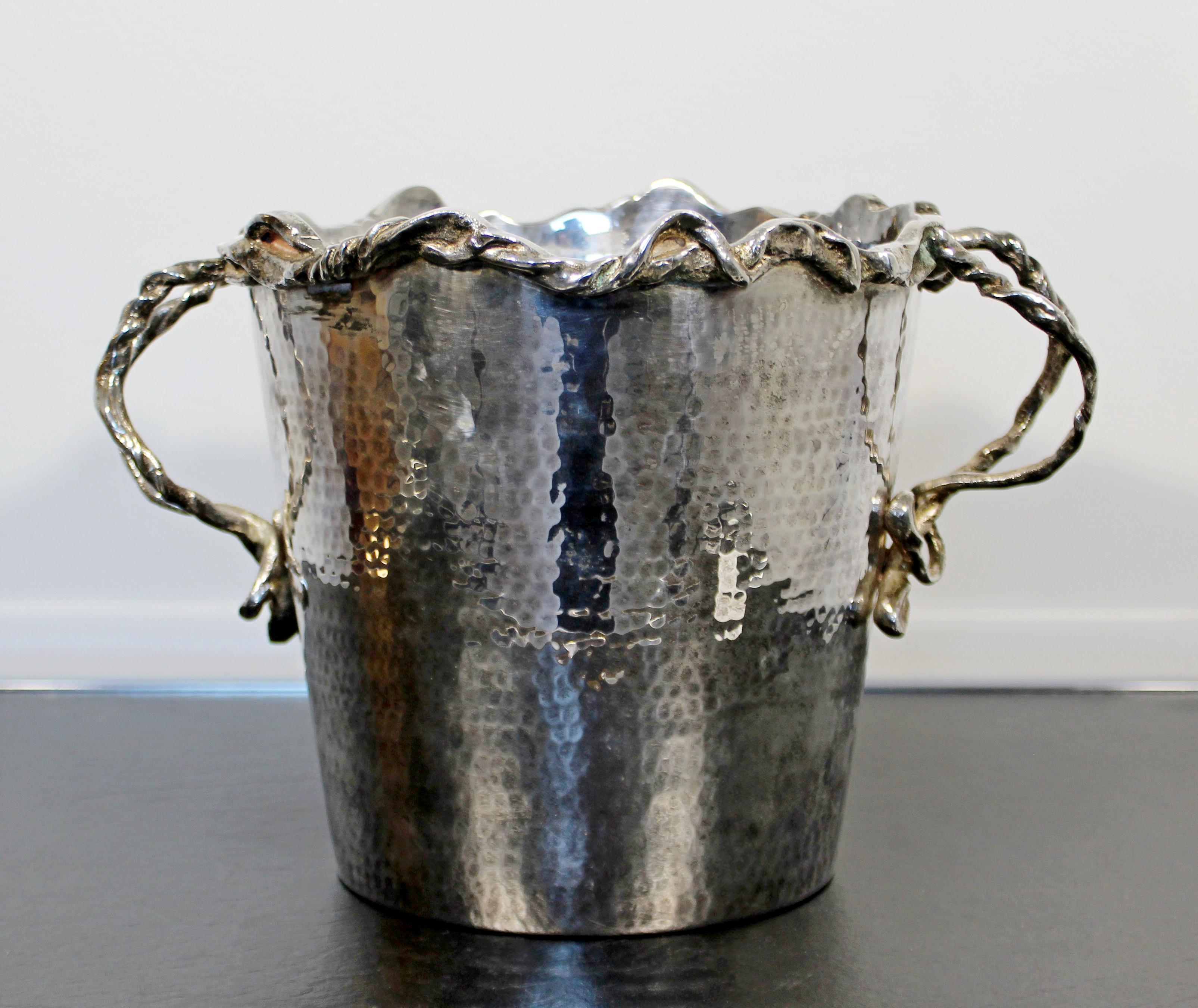Mid-Century Modern Large Silver Plated Wine Ice Bucket by Michael Aram In Good Condition In Keego Harbor, MI