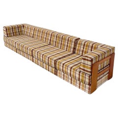 Mid-Century Modern Large Sofa, Wood and Orignal Upholstery