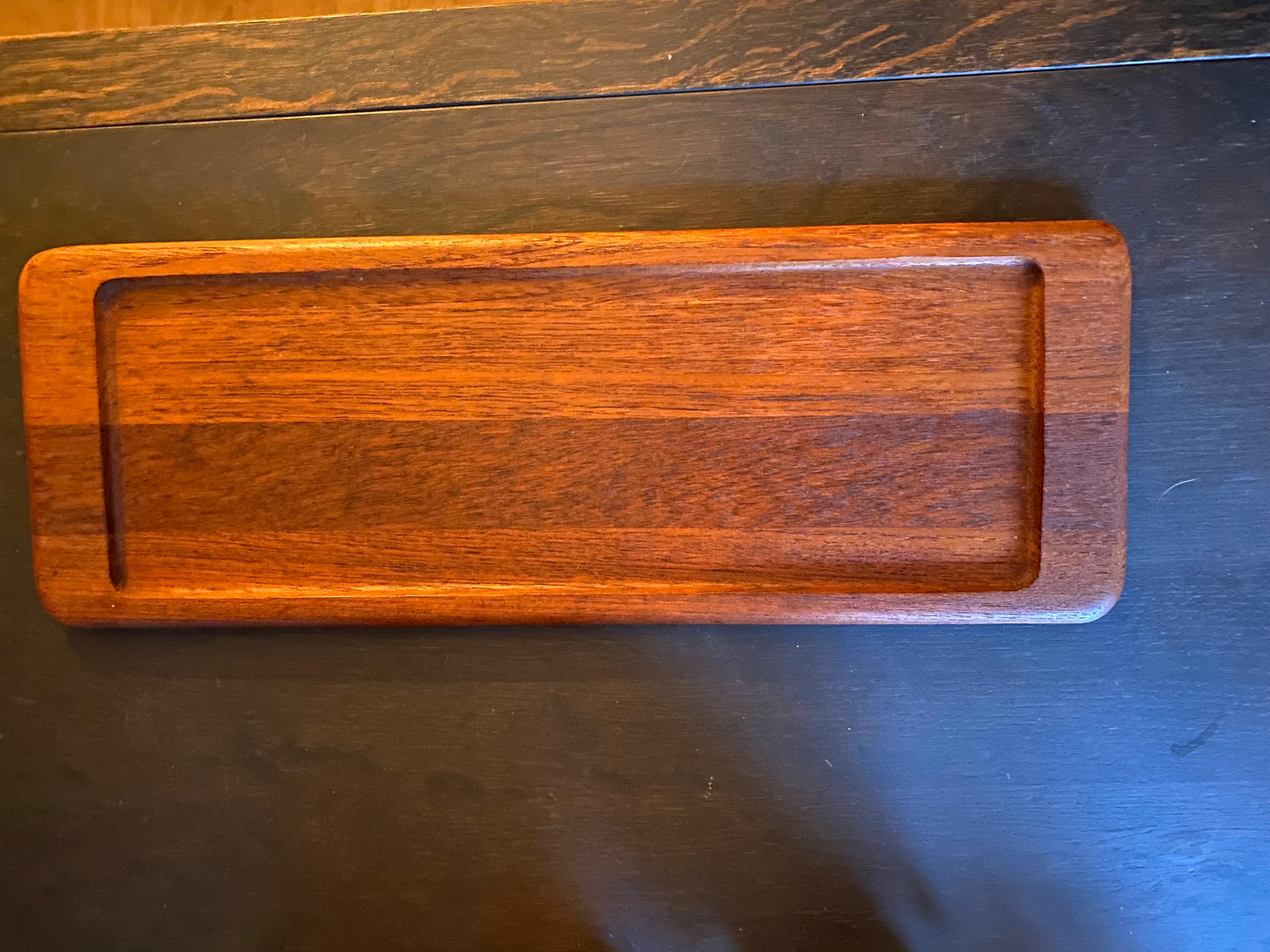 Danish Mid-Century Modern Large Solid Teak Tray by Digsmed Denmark For Sale