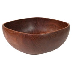 Mid-Century Modern Large Square Teak Danish Sculptural  Moulded Bowl, 1960s