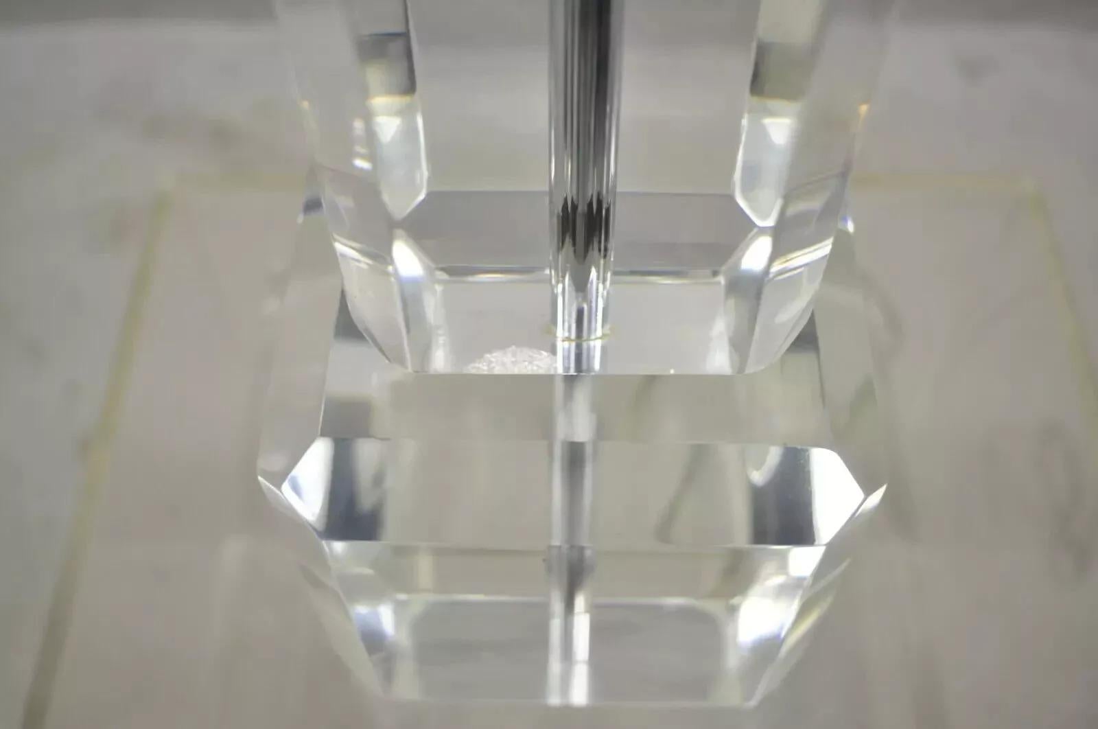 Mid Century Modern Large Stacked Lucite Acrylic Skyscraper Table Lamp by Art-Vue For Sale 3