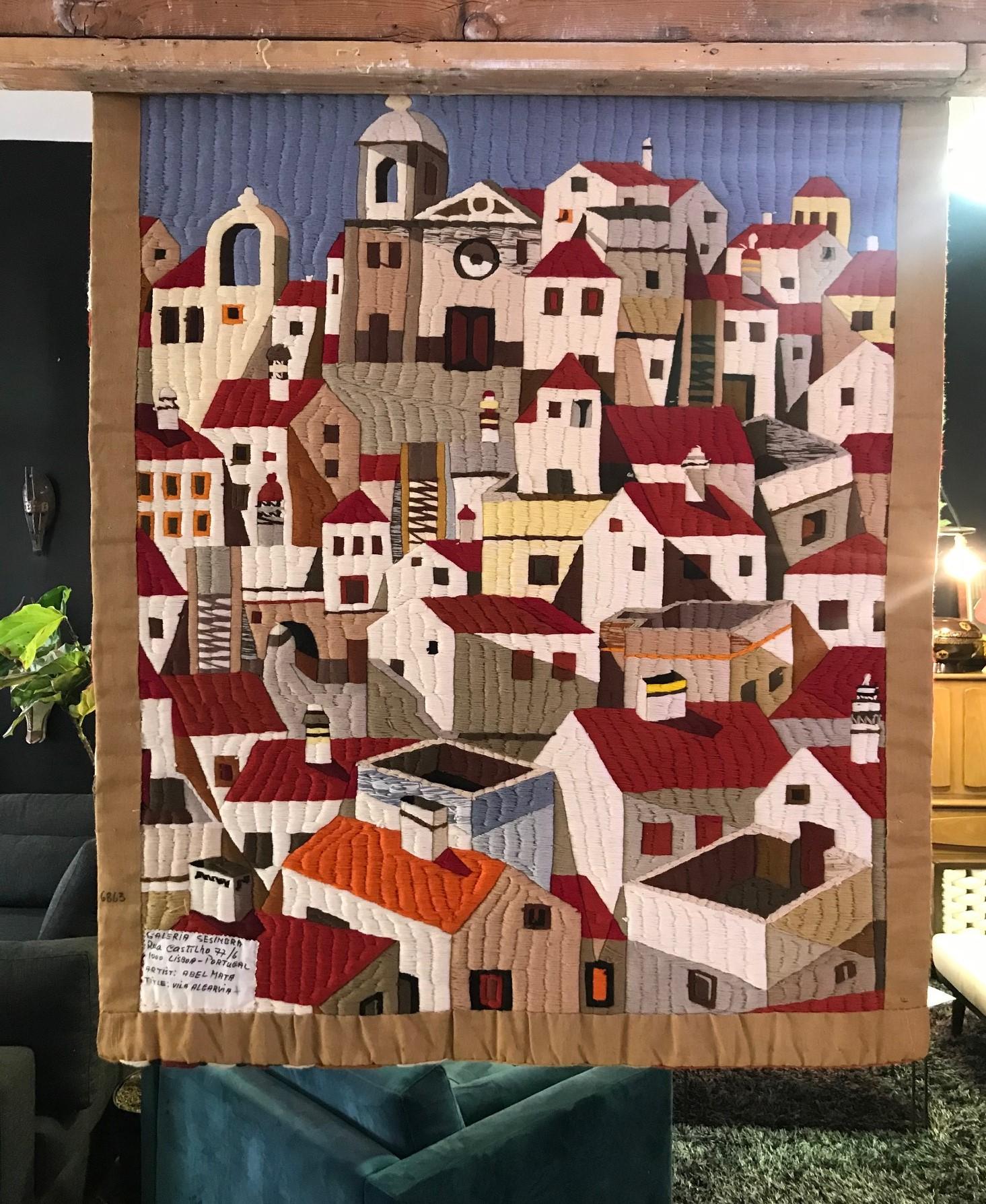 Mid-20th Century Mid-Century Modern Large Tapestry Wall Hanging Portugal Galeria Sesimbra, 1955
