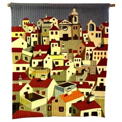 Mid-Century Modern Large Tapestry Wall Hanging Portugal Galeria Sesimbra, 1955