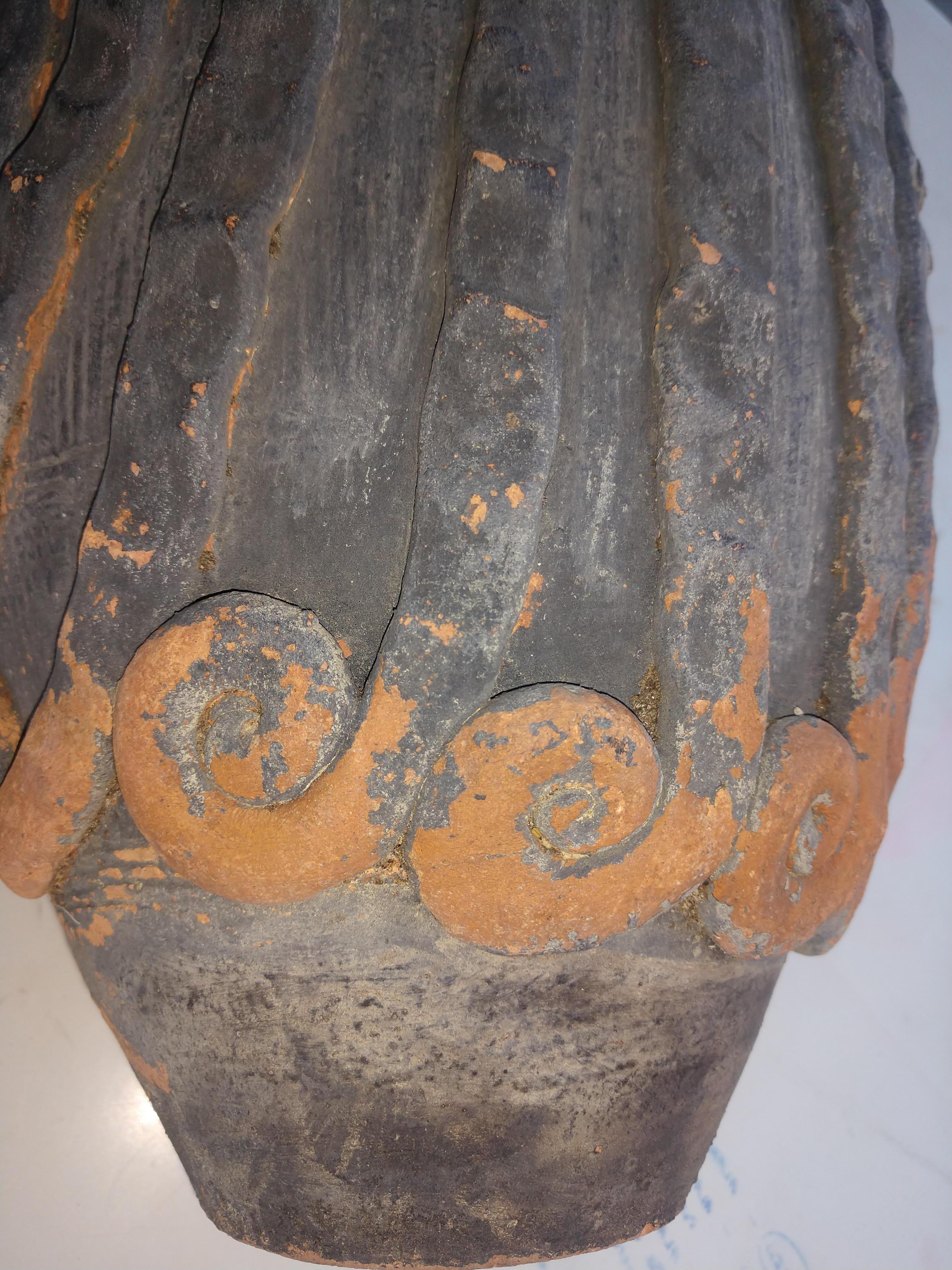Mid-20th Century Mid Century Modern Tall Terracotta Head Vase Flower Pot Style of Picasso