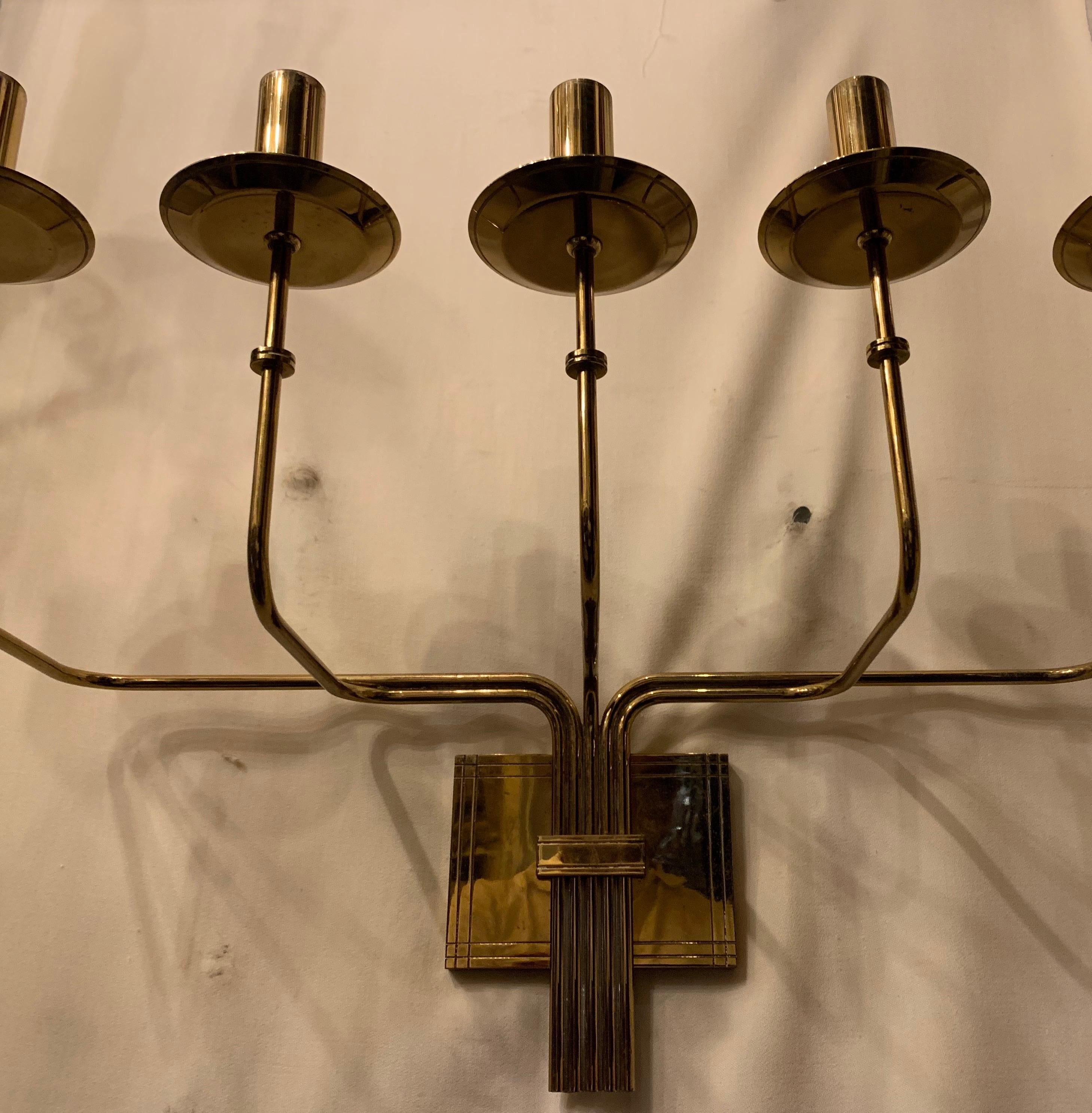 Mid-20th Century Mid-Century Modern Large Tommi Parzinger Brass Five-Arm Candelabra Sconce Dorlyn