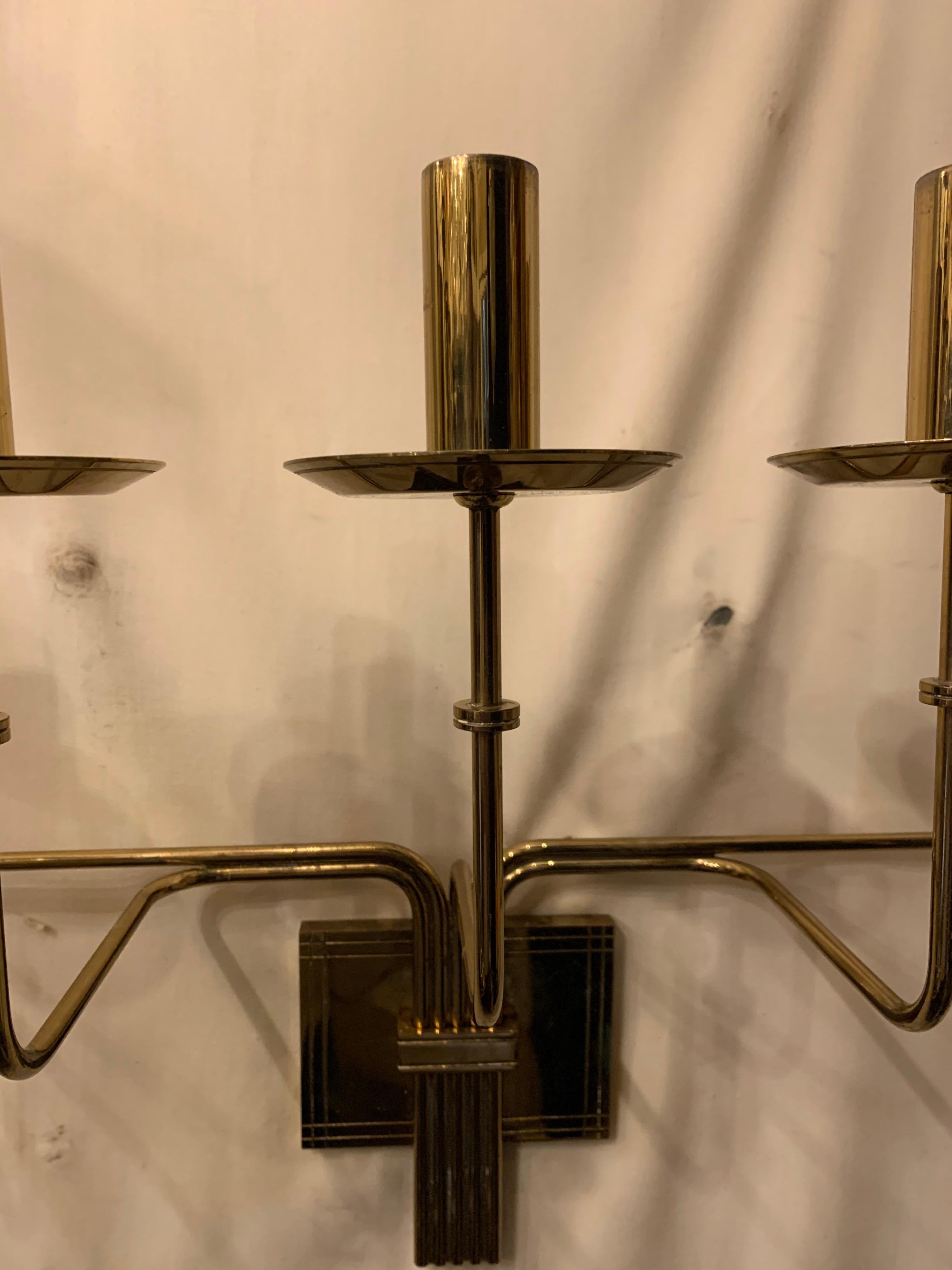 Mid-Century Modern Large Tommi Parzinger Brass Five-Arm Candelabra Sconce Dorlyn 1