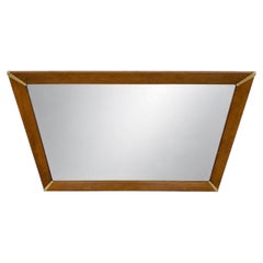 Mid-Century Modern Large Walnut & Brass Wall Mirror