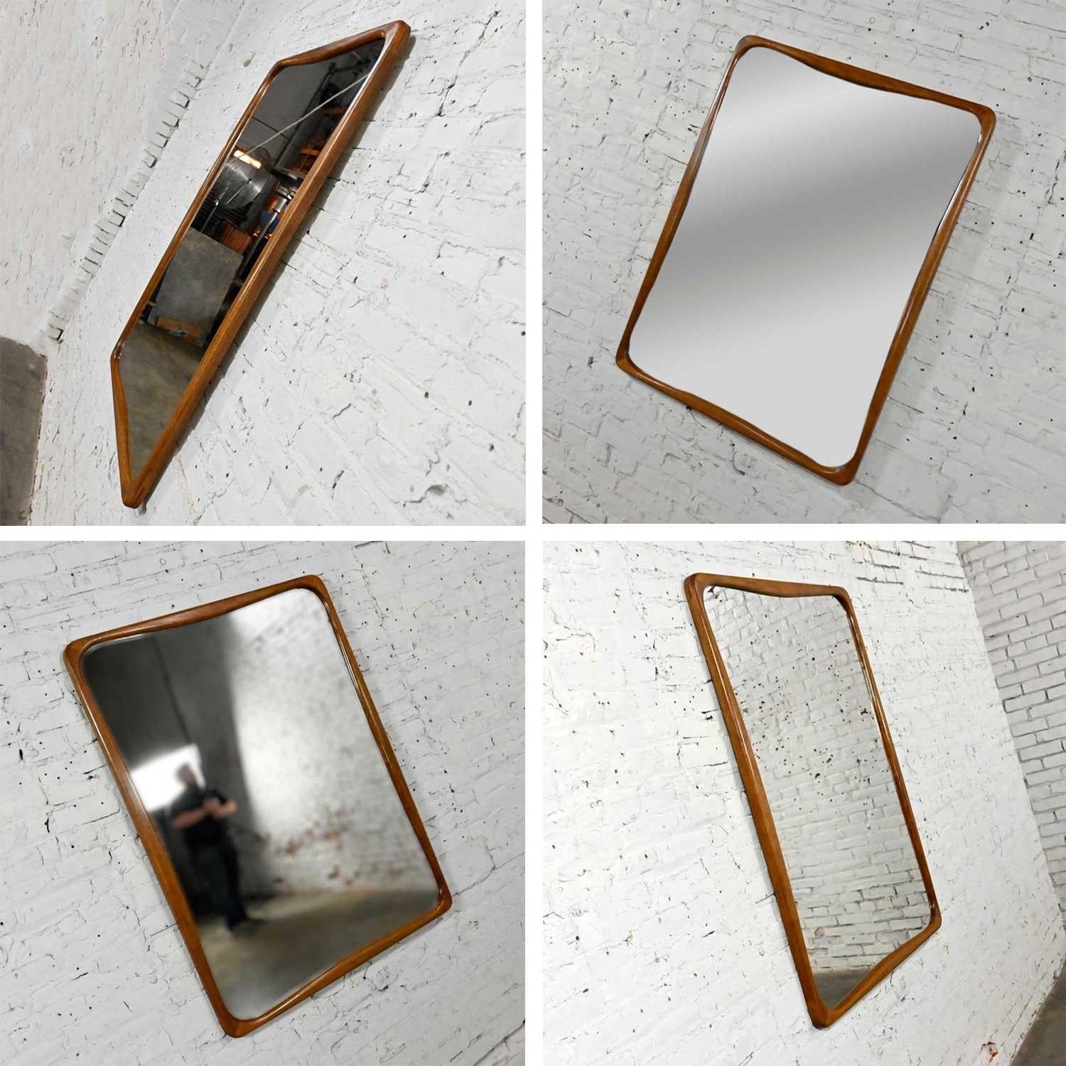 Mid-Century Modern Large Walnut Framed Mirror Attributed to Lane Perception 8