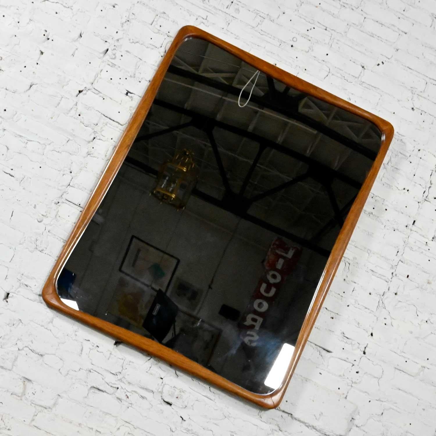 American Mid-Century Modern Large Walnut Framed Mirror Attributed to Lane Perception