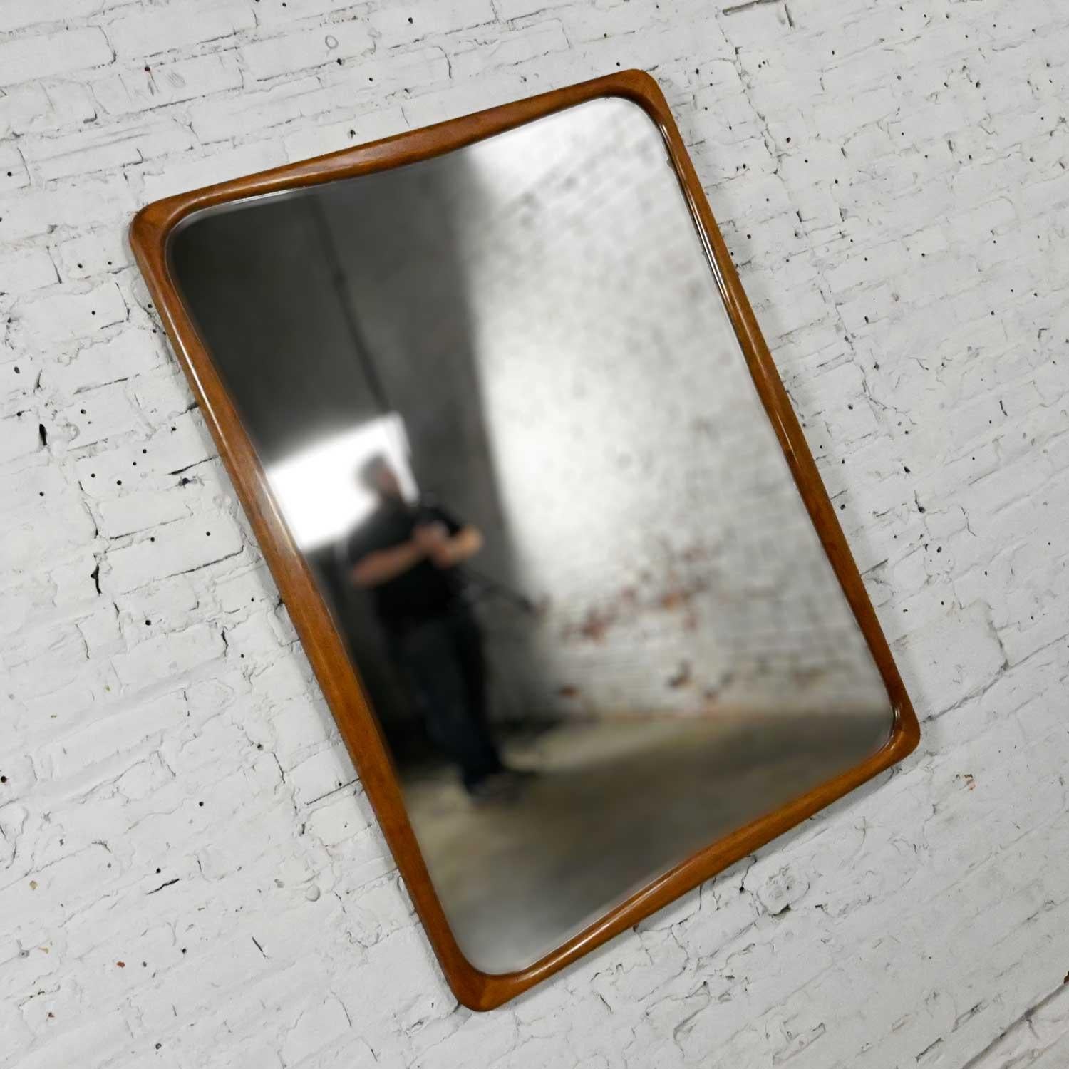 Mid-Century Modern Large Walnut Framed Mirror Attributed to Lane Perception In Good Condition In Topeka, KS