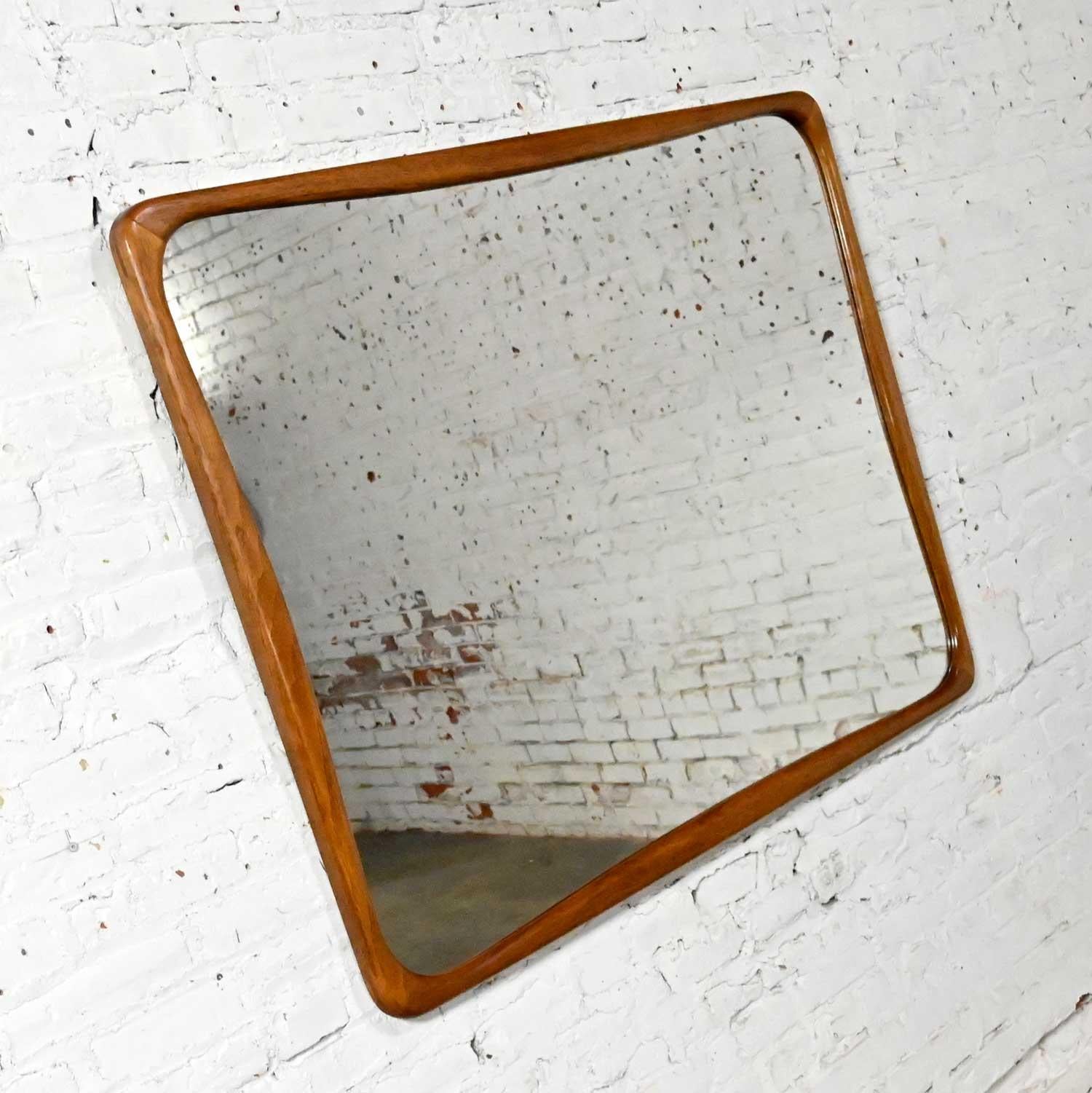 Mid-Century Modern Large Walnut Framed Mirror Attributed to Lane Perception 1
