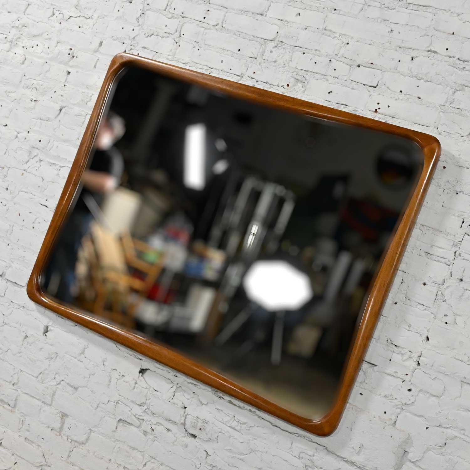 Mid-Century Modern Large Walnut Framed Mirror Attributed to Lane Perception 4