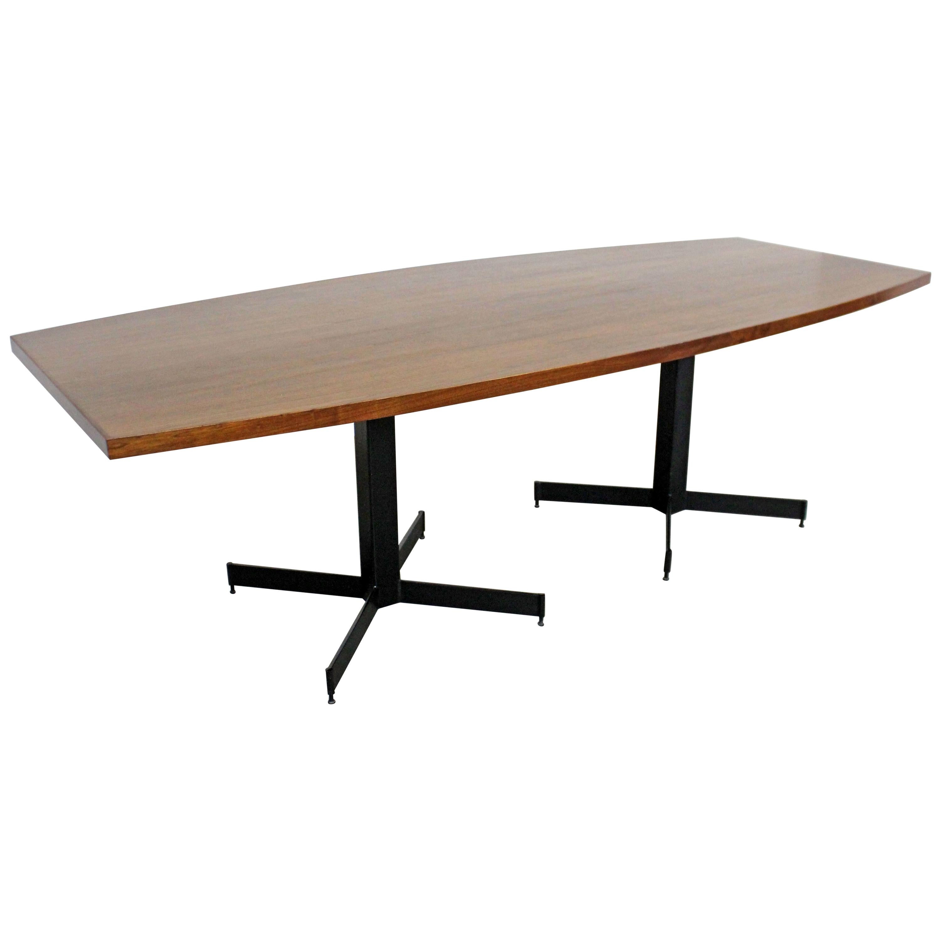 Mid-Century Modern Large Walnut Surfboard Conference/Dining Table For Sale