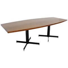 Mid-Century Modern Large Walnut Surfboard Conference/Dining Table