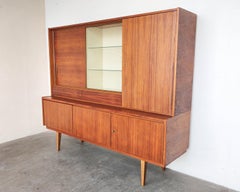 Mid-Century Modern Large Walnut Wall Unit Cabinet Hutch by Munker-Modell