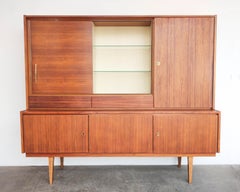Used Mid-Century Modern Large Walnut Wall Unit Cabinet Hutch by Munker-Modell