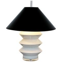 Mid-Century Modern Large White Ceramic Brass and Lucite Architectural Lamp Bauer