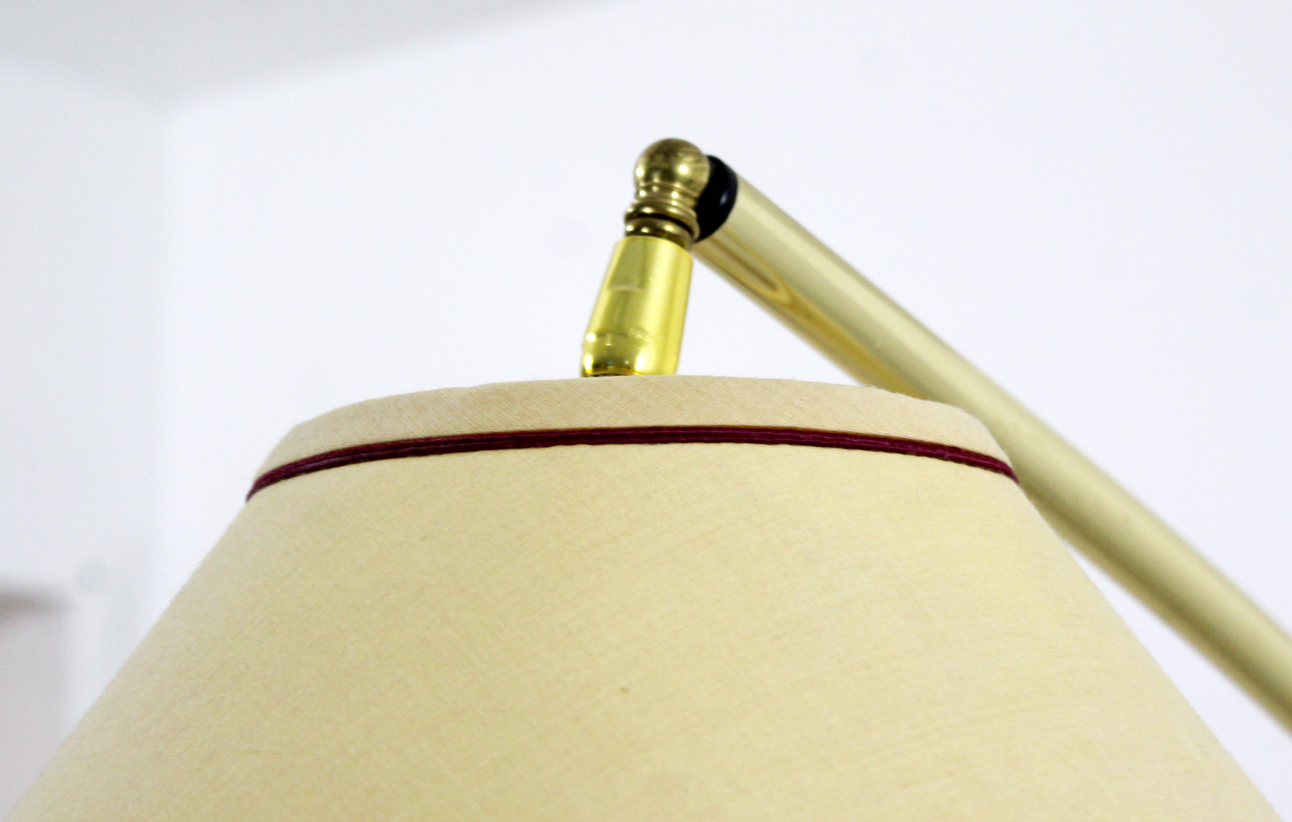 Mid-20th Century Mid-Century Modern Large Wood Adjustable Arc Floor Lamp 1960s Brass
