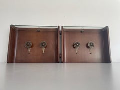 Mid-century Modern Large Wood and Glass Clothes Hanger and Shelf, 1960s, Italy