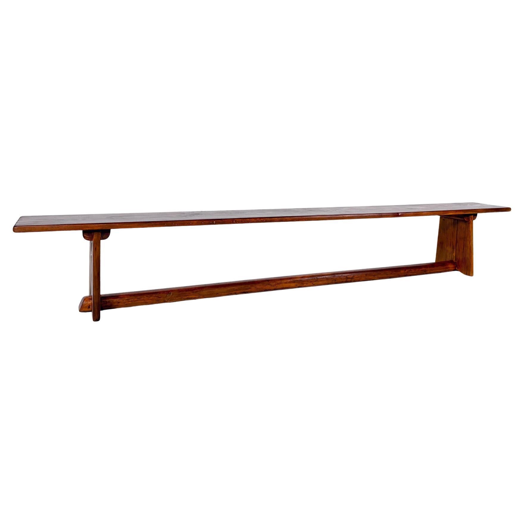 Mid-Century Modern Large Wooden Bench, Italy, 1960s