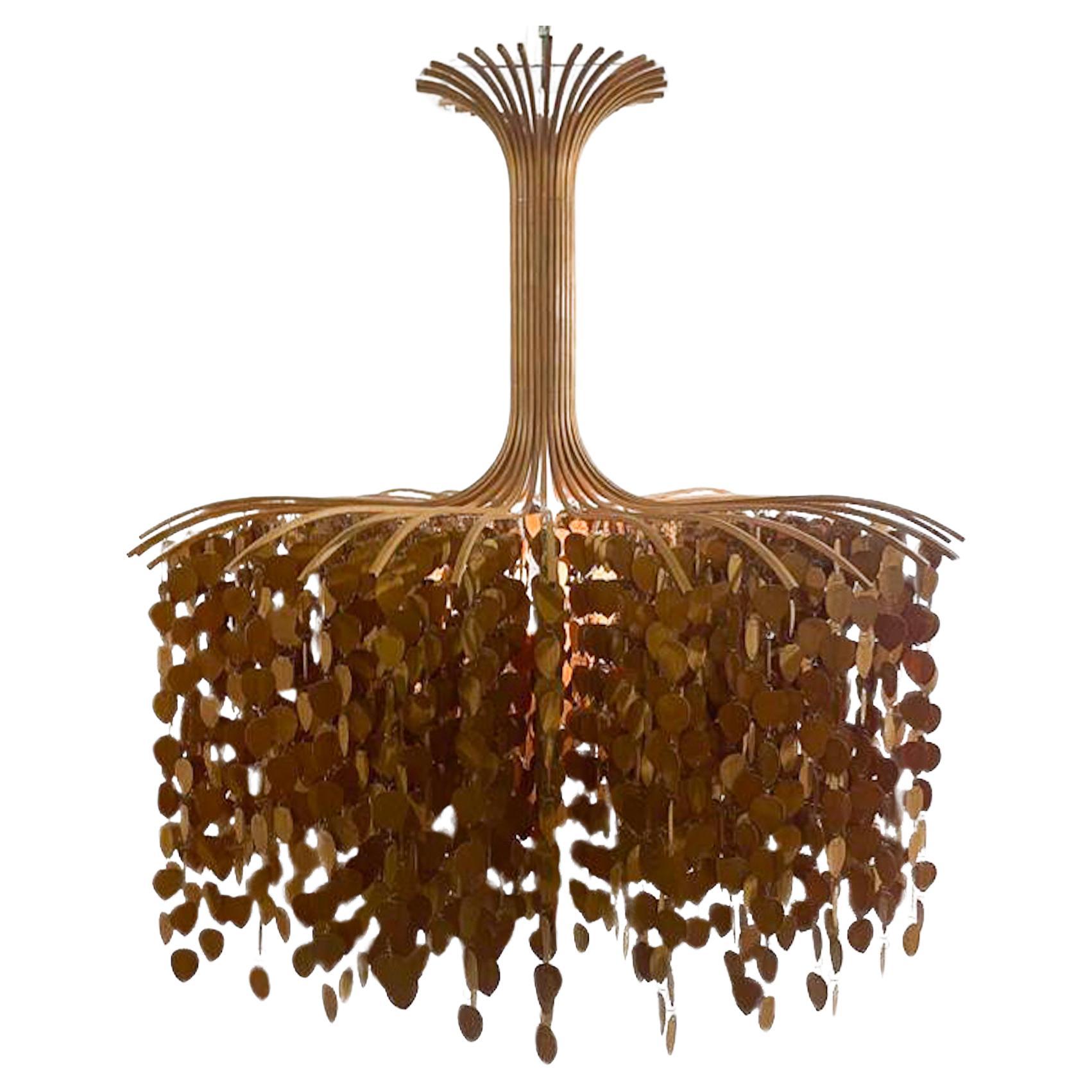 Mid-Century Modern Large Wooden Chandelier, Pine Wood, 1960s