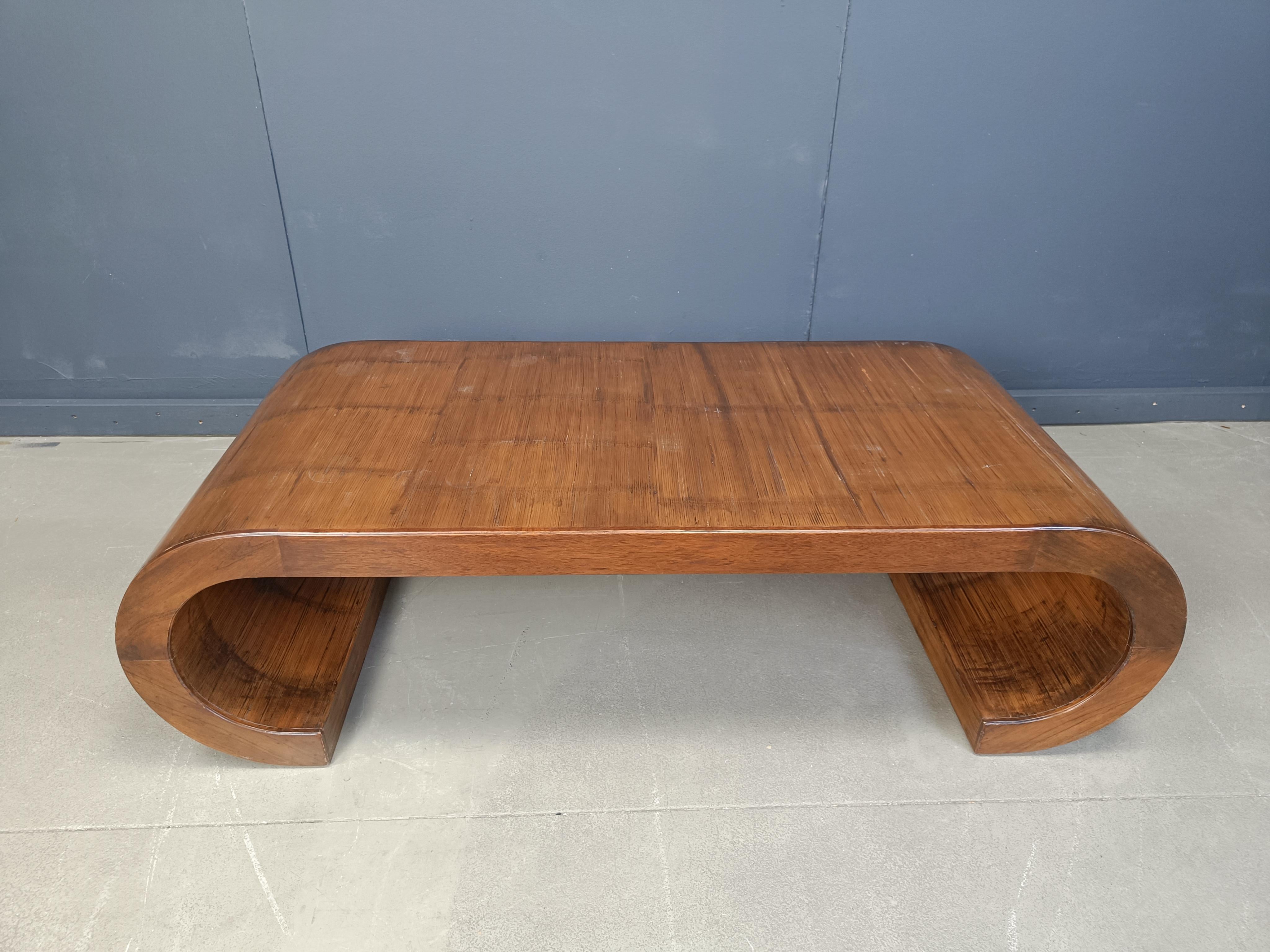 Mid-Century Modern Large Wooden Scroll Coffee Table Baughman Style, 1960s 4