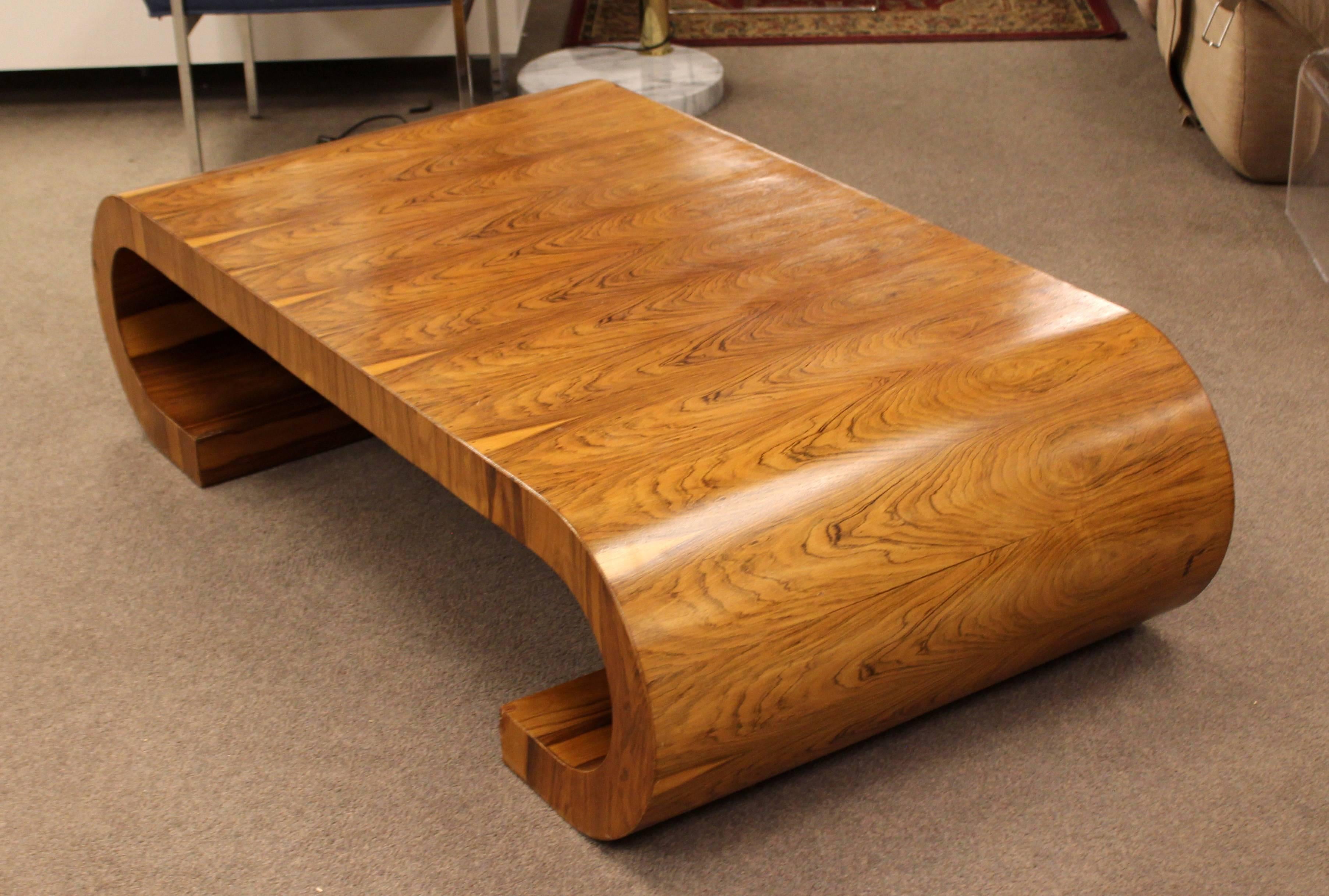 Mid-Century Modern Large Wooden Scroll Coffee Table Baughman Style, 1960s 1