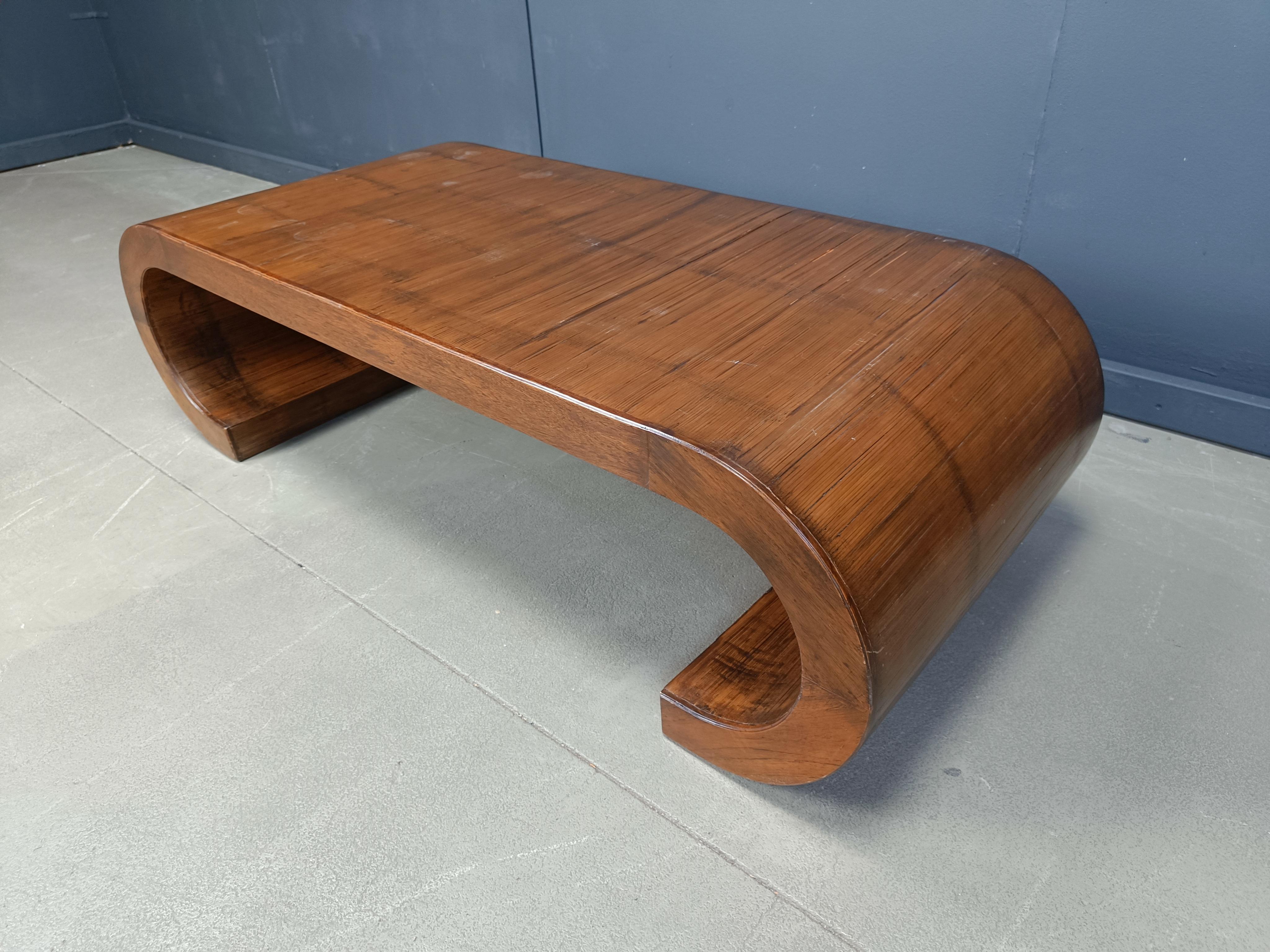Mid-Century Modern Large Wooden Scroll Coffee Table Baughman Style, 1960s 1