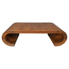 Mid-Century Modern Large Wooden Scroll Coffee Table Baughman Style, 1960s