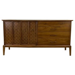 Mid-Century Modern Lattice Front Eight Drawer Dresser