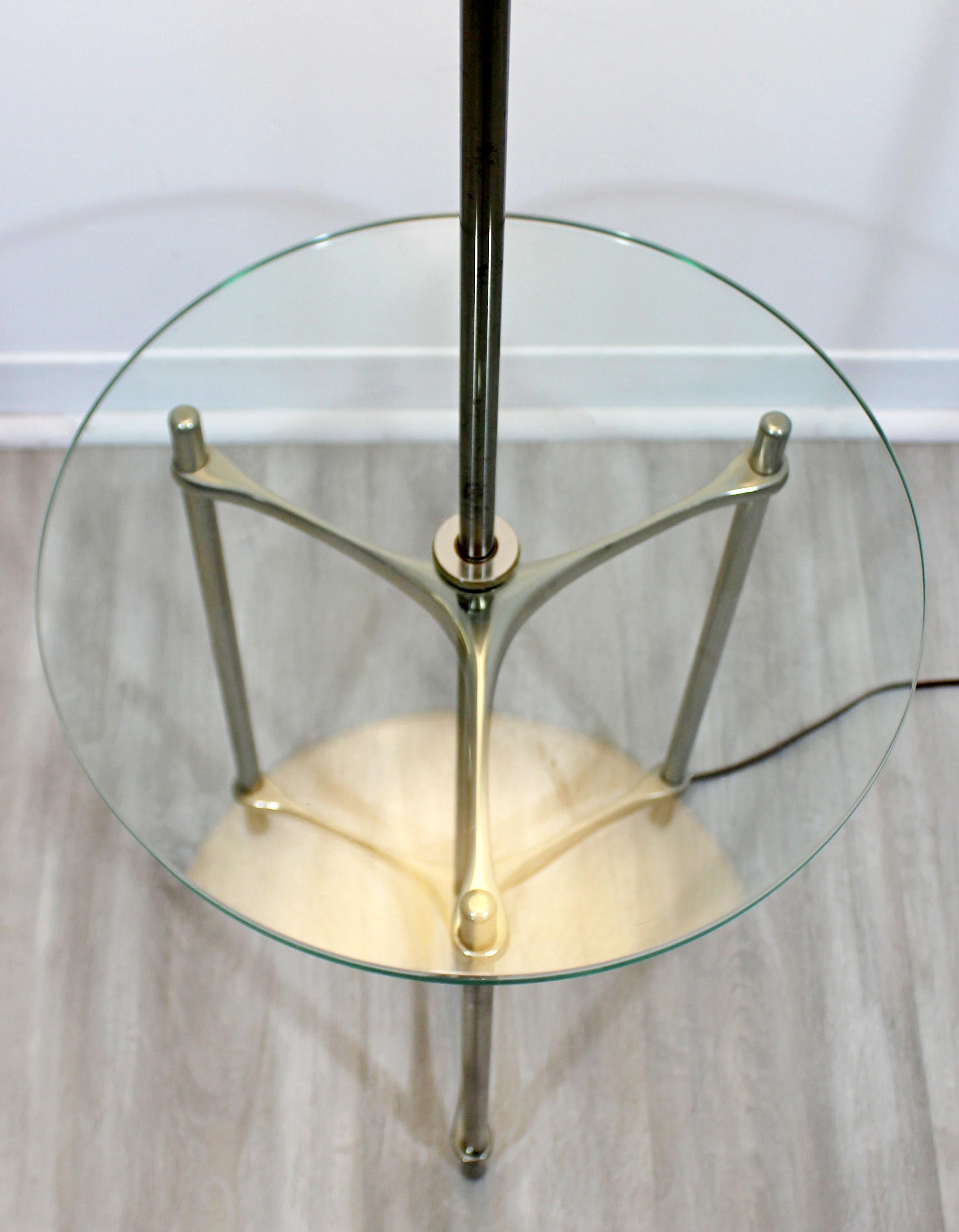 American Mid-Century Modern Laurel Aluminum Glass Tripod Floor Lamp Table Original Shade