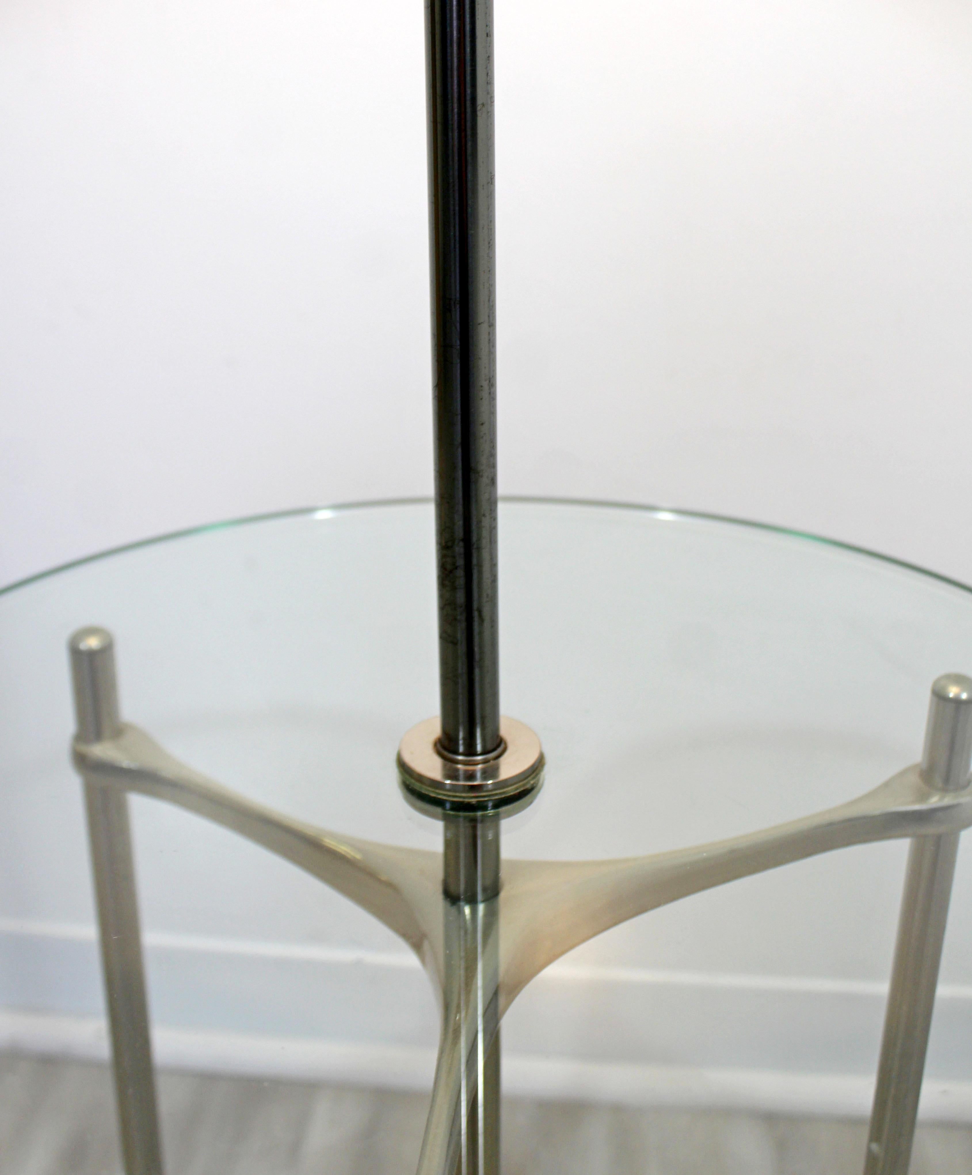 Mid-Century Modern Laurel Aluminum Glass Tripod Floor Lamp Table Original Shade In Good Condition In Keego Harbor, MI