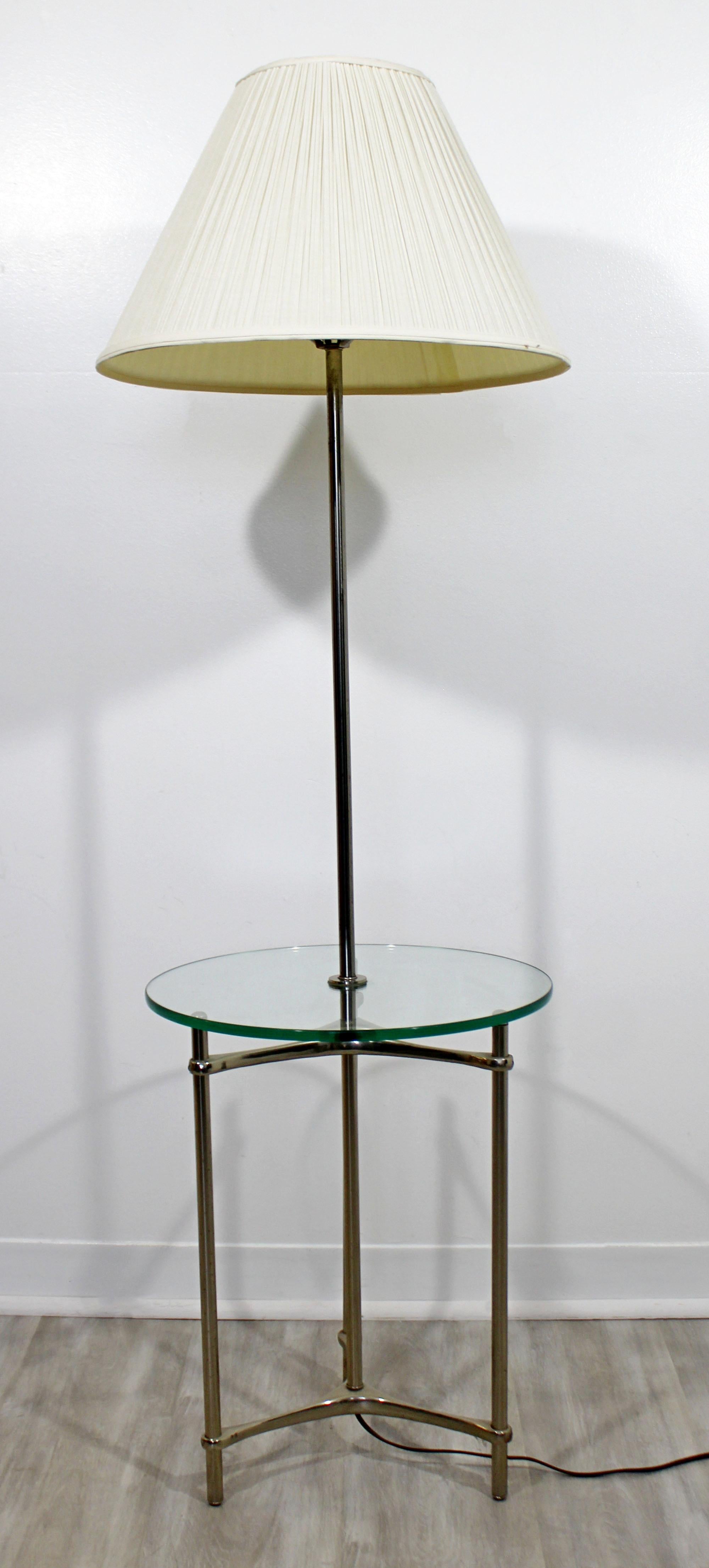 Mid-Century Modern Laurel Aluminum Glass Tripod Floor Lamp Table Original Shade 1