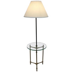Mid-Century Modern Laurel Aluminum Glass Tripod Floor Lamp Table Original Shade