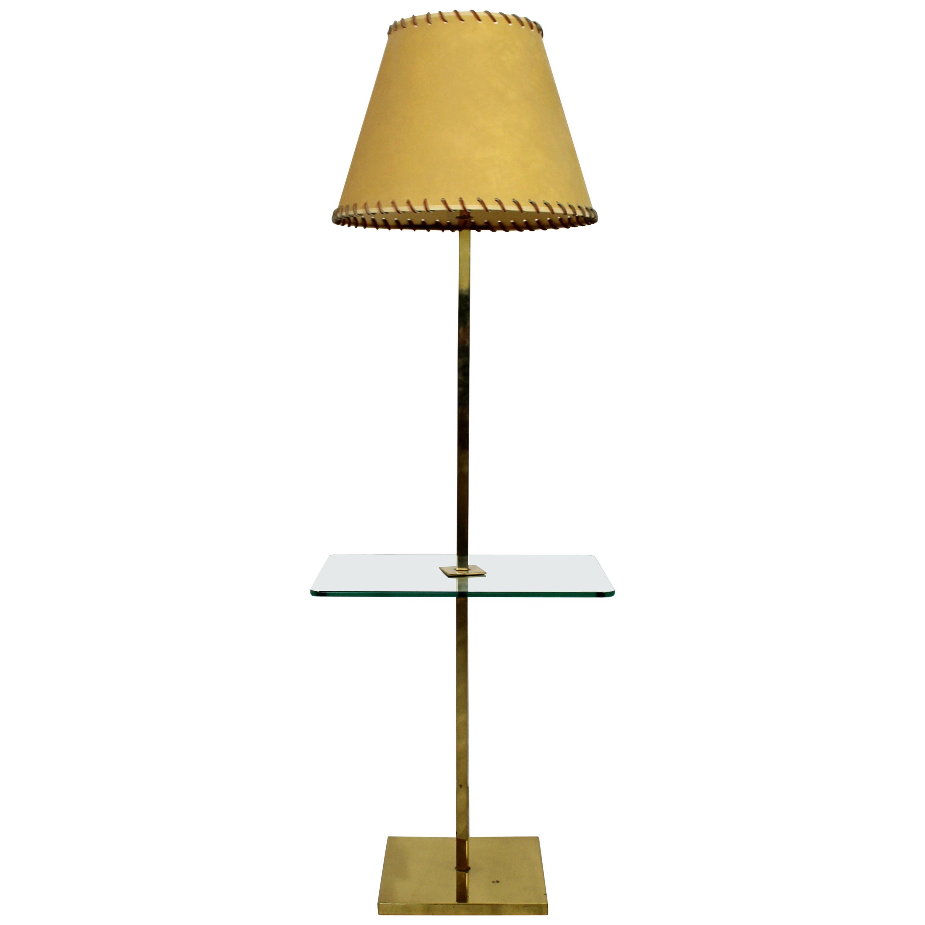 Mid Century Modern Laurel Brass Floor, Modern Floor Lamp With Attached Table