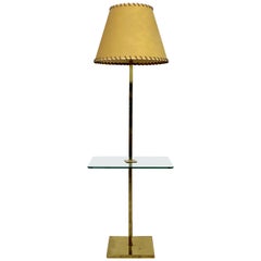 Mid-Century Modern Laurel Brass Floor Lamp with Rectangular Glass Table, 1960s