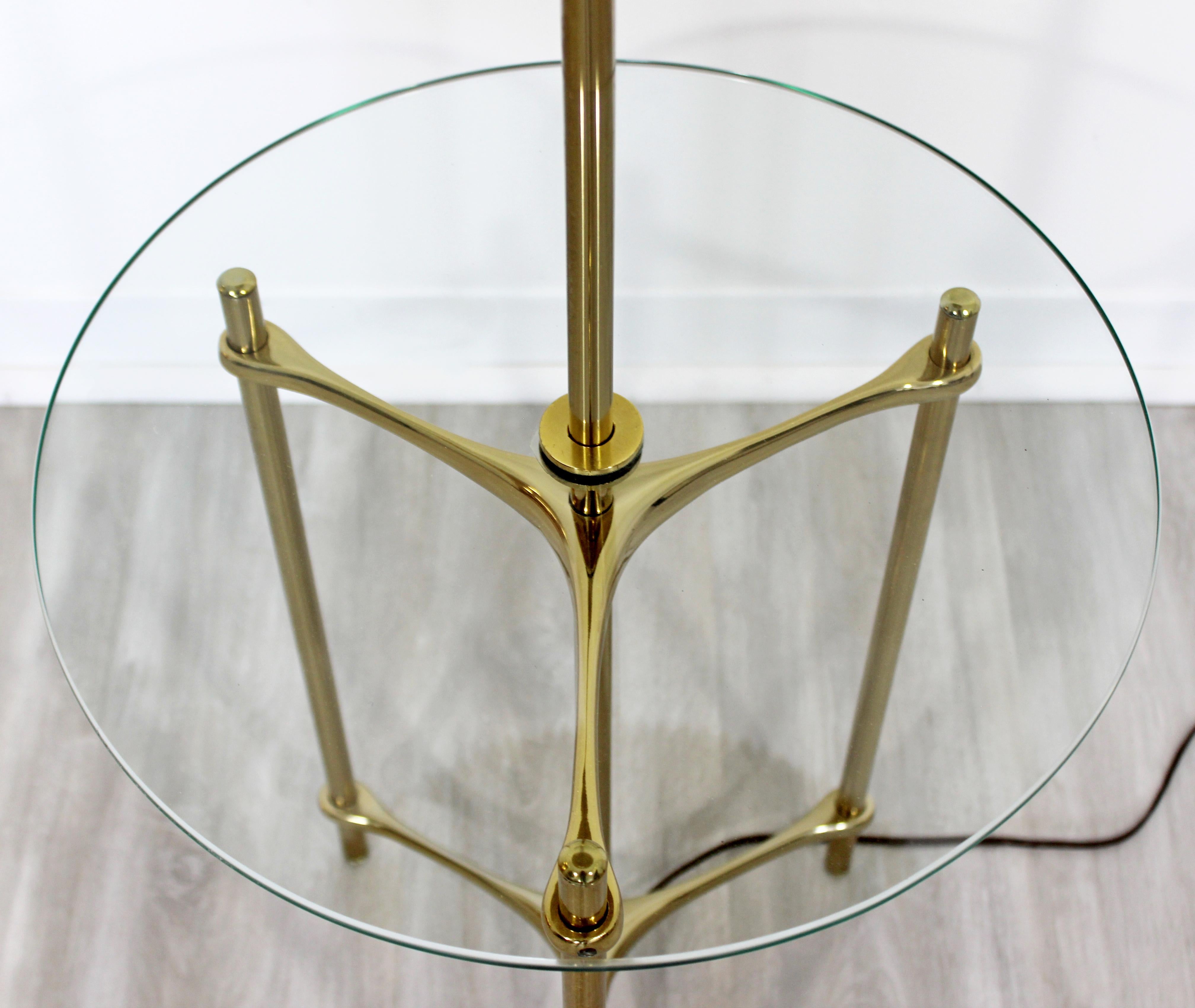 Late 20th Century Mid-Century Modern Laurel Brass Glass Tripod Floor Lamp Table, 1970s