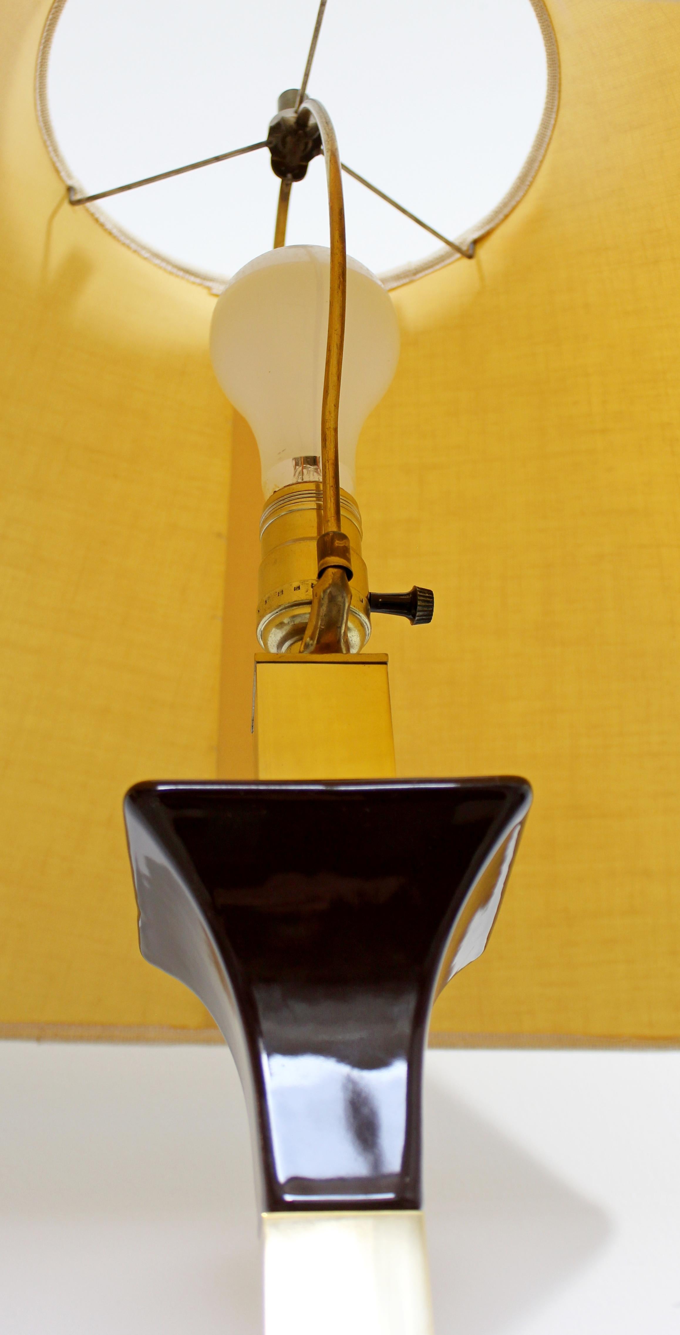 Late 20th Century Mid-Century Modern Laurel Brass Porcelain Glass Floor Lamp Table Original Shade
