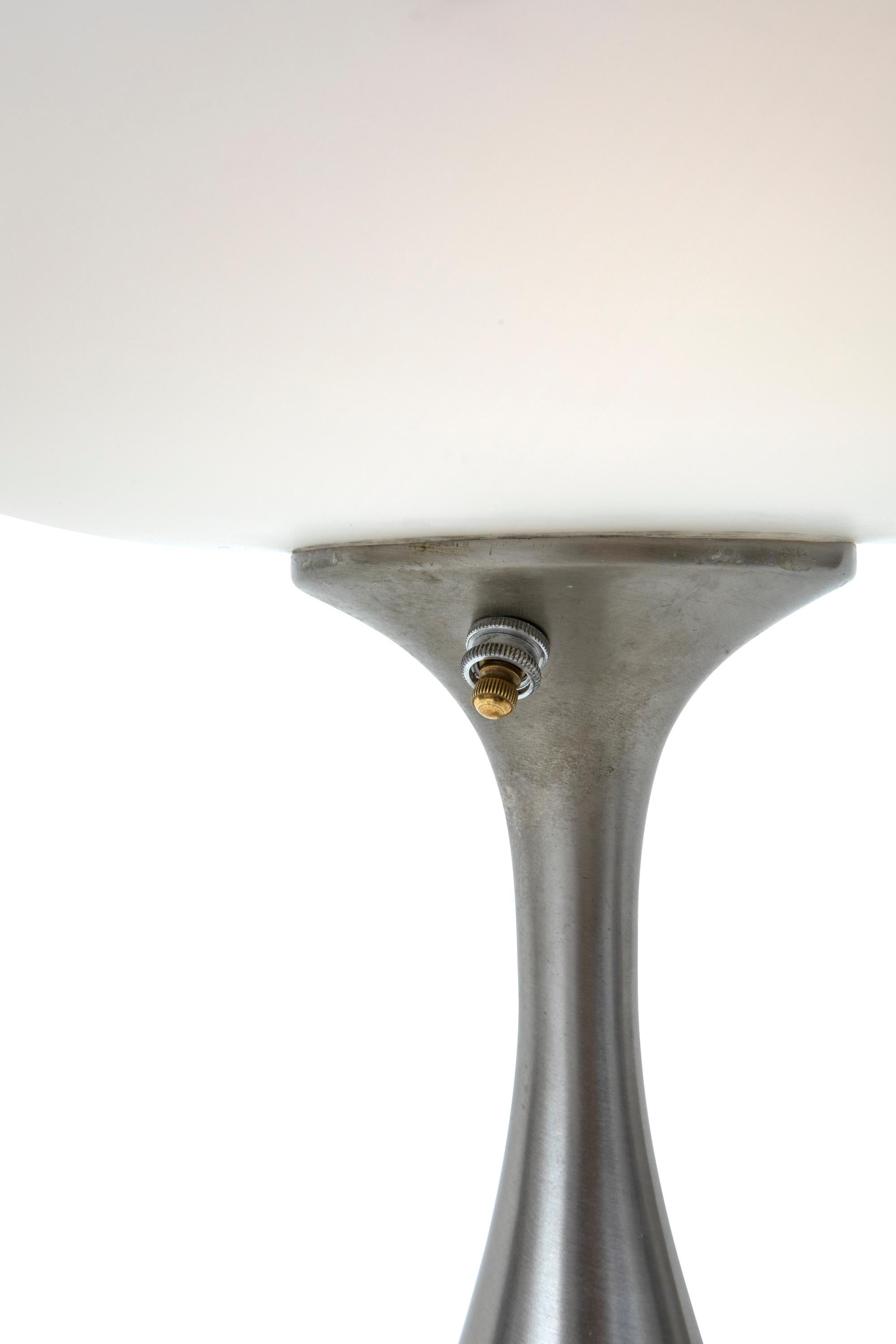 Brushed Mid-Century Modern Laurel Mushroom Shade Table Lamp by Bill Curry, 1960s