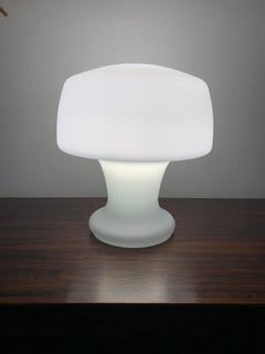Mid Century Modern Laurel Mushroom Table Lamp in Frosted White Glass