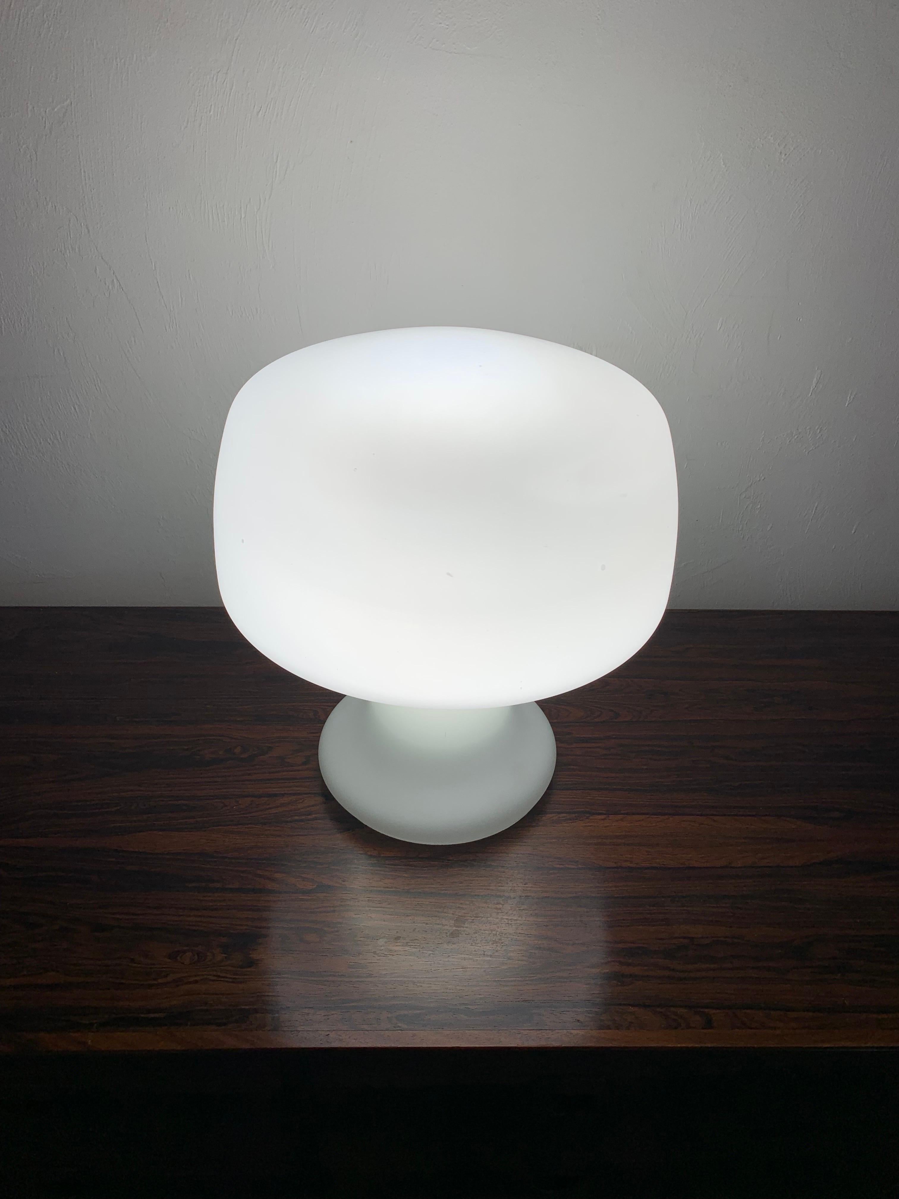 Mid-Century Modern Mid Century Modern Laurel Mushroom Table Lamp in Frosted White Glass For Sale