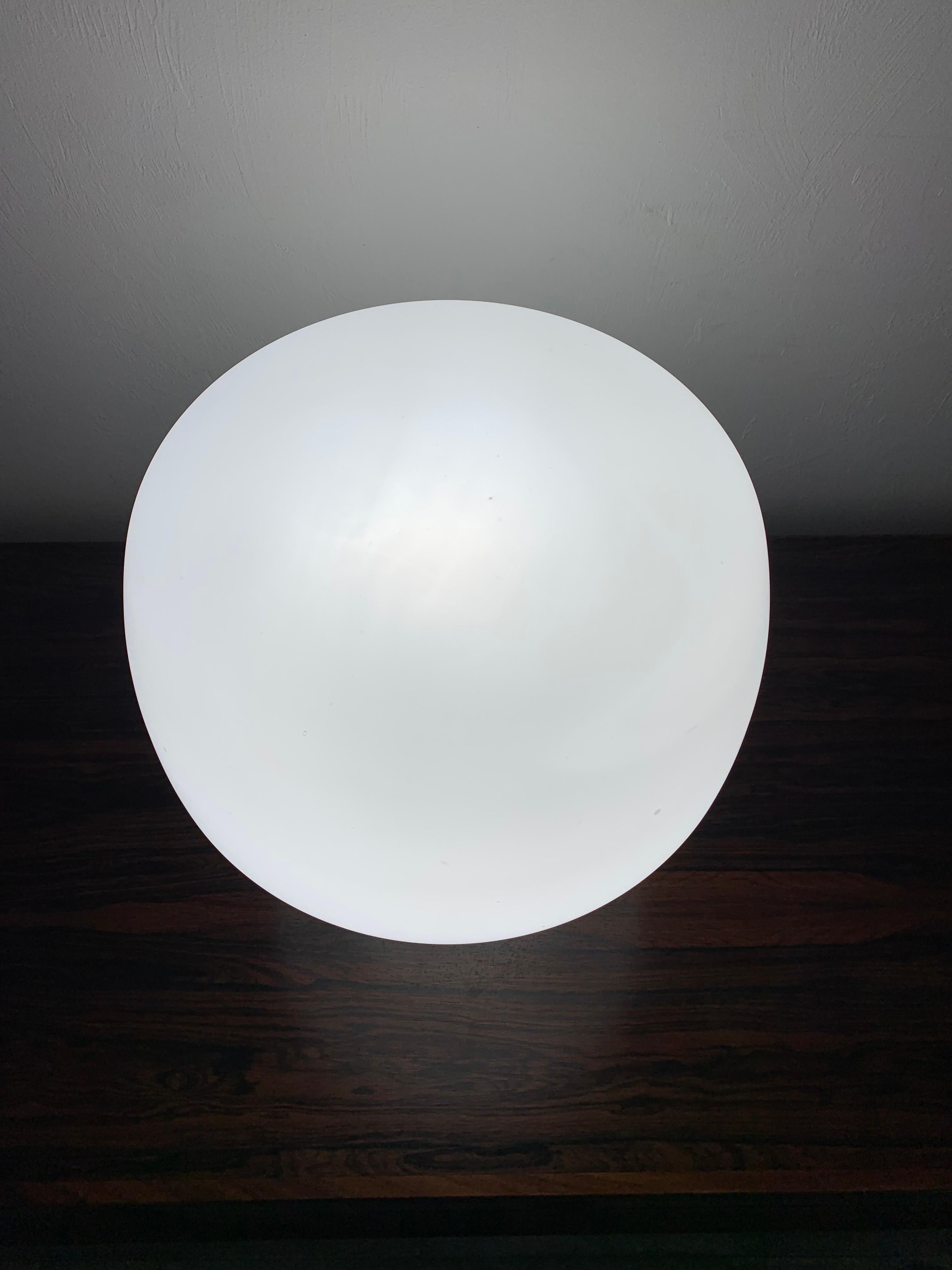 American Mid Century Modern Laurel Mushroom Table Lamp in Frosted White Glass For Sale