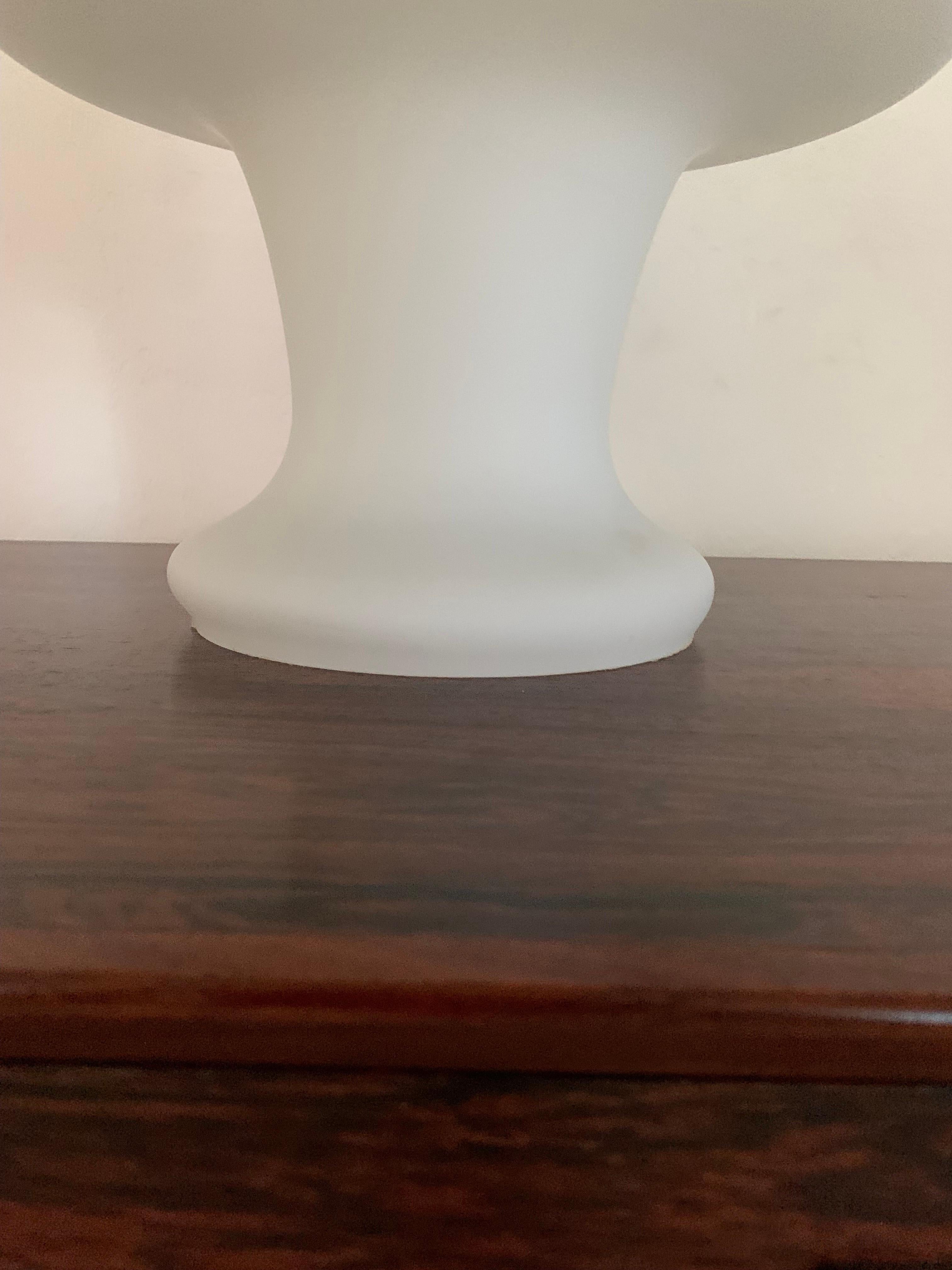 Mid Century Modern Laurel Mushroom Table Lamp in Frosted White Glass For Sale 1