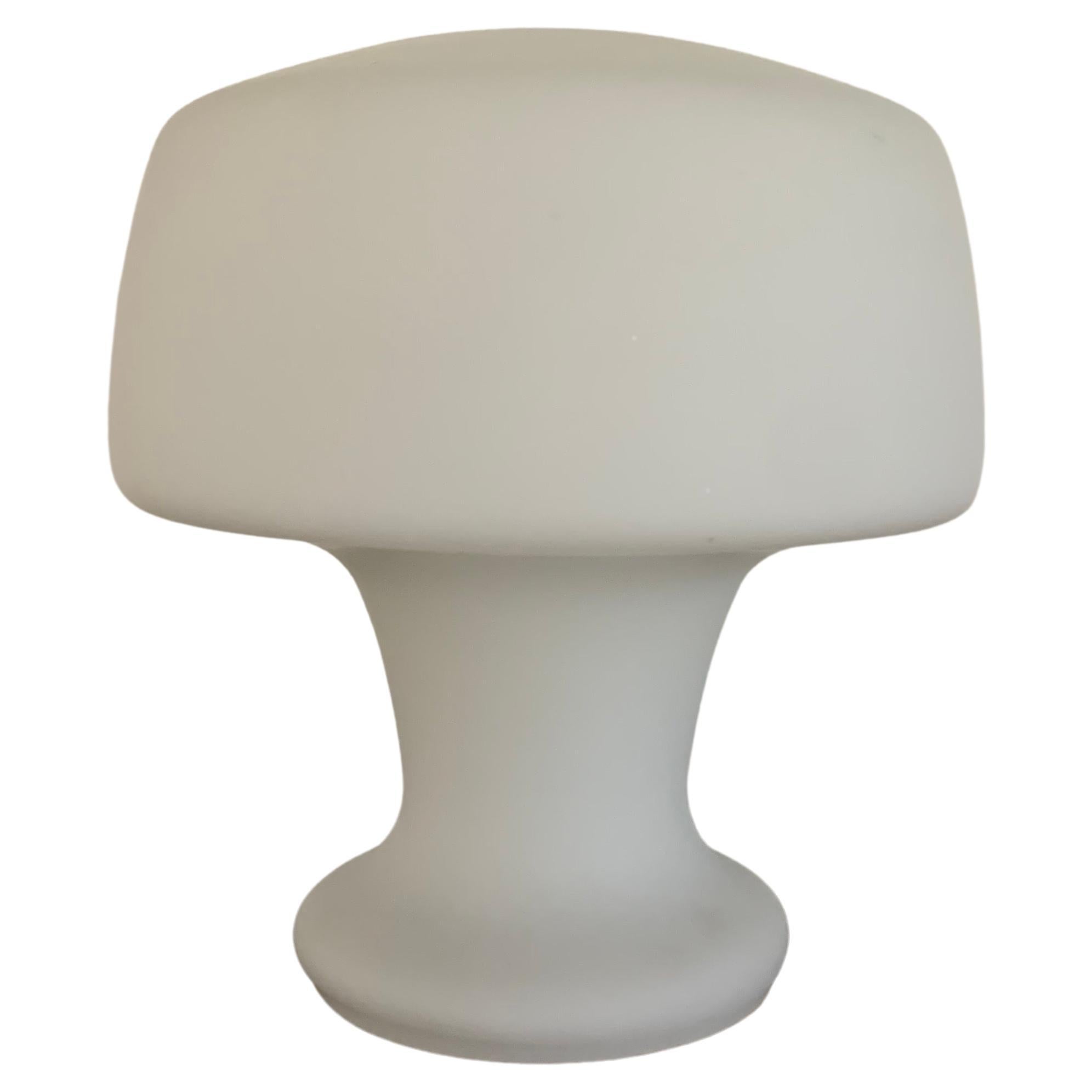 Mid Century Modern Laurel Mushroom Table Lamp in Frosted White Glass For Sale