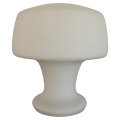 Mid Century Modern Laurel Mushroom Table Lamp in Frosted White Glass
