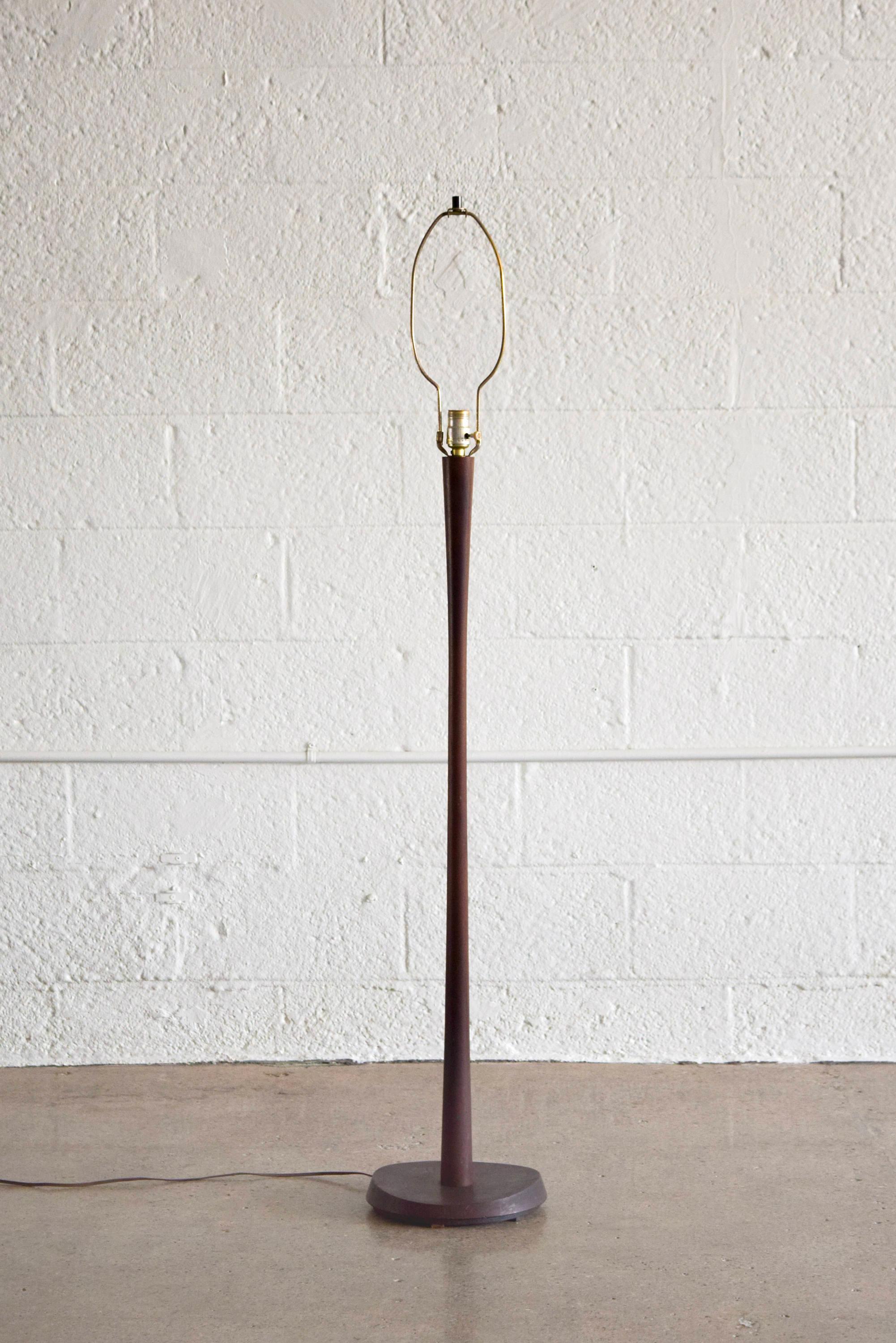 mid century wood floor lamp