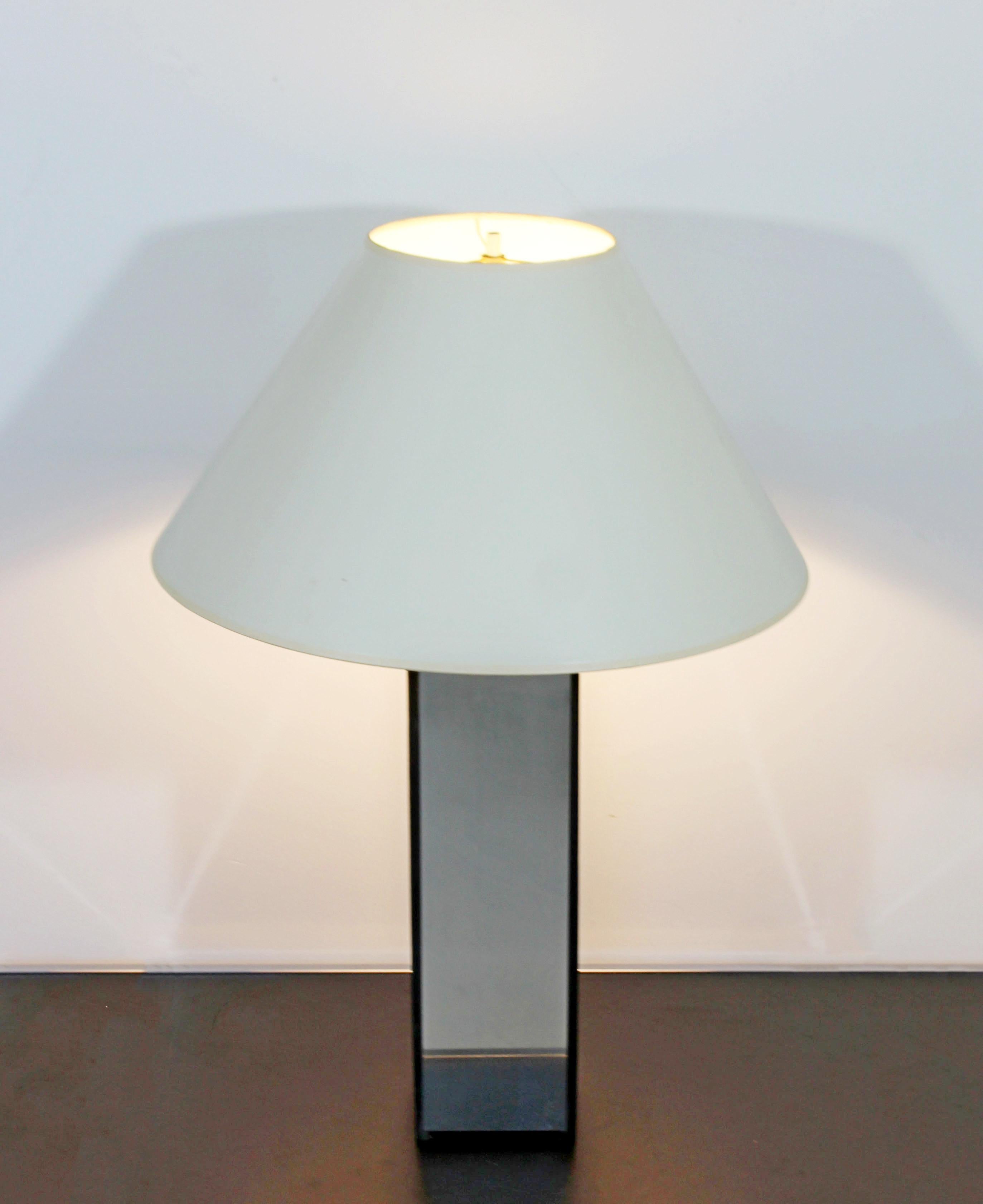 American Mid-Century Modern Laurel Slate and Polished Aluminum Table Lamp, 1970s